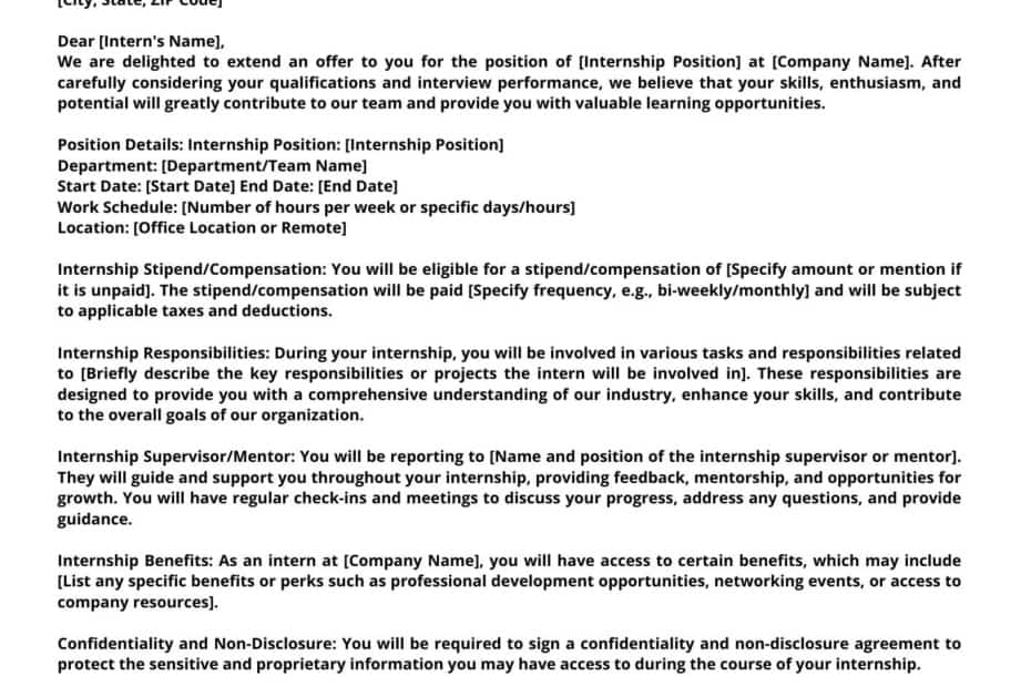 Internship Offer Letter