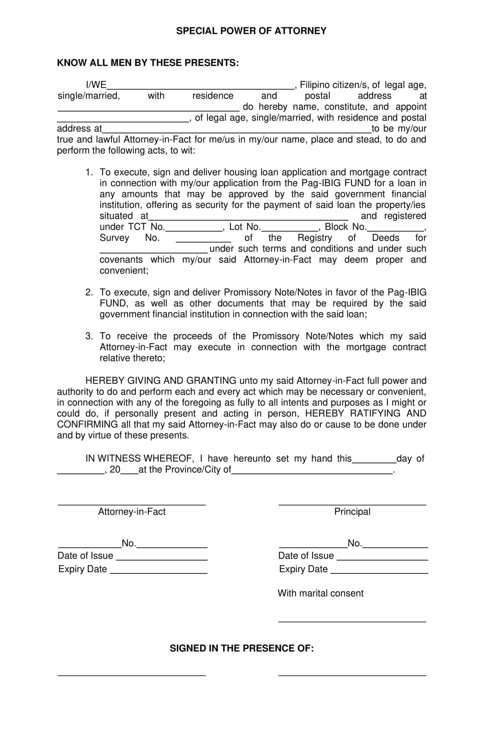 Limited Power of Attorney Word Template Blank Limited Power of Attorney Word Template Blank