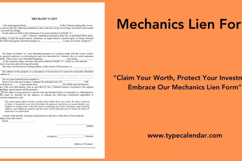 Mechanics Lien Form