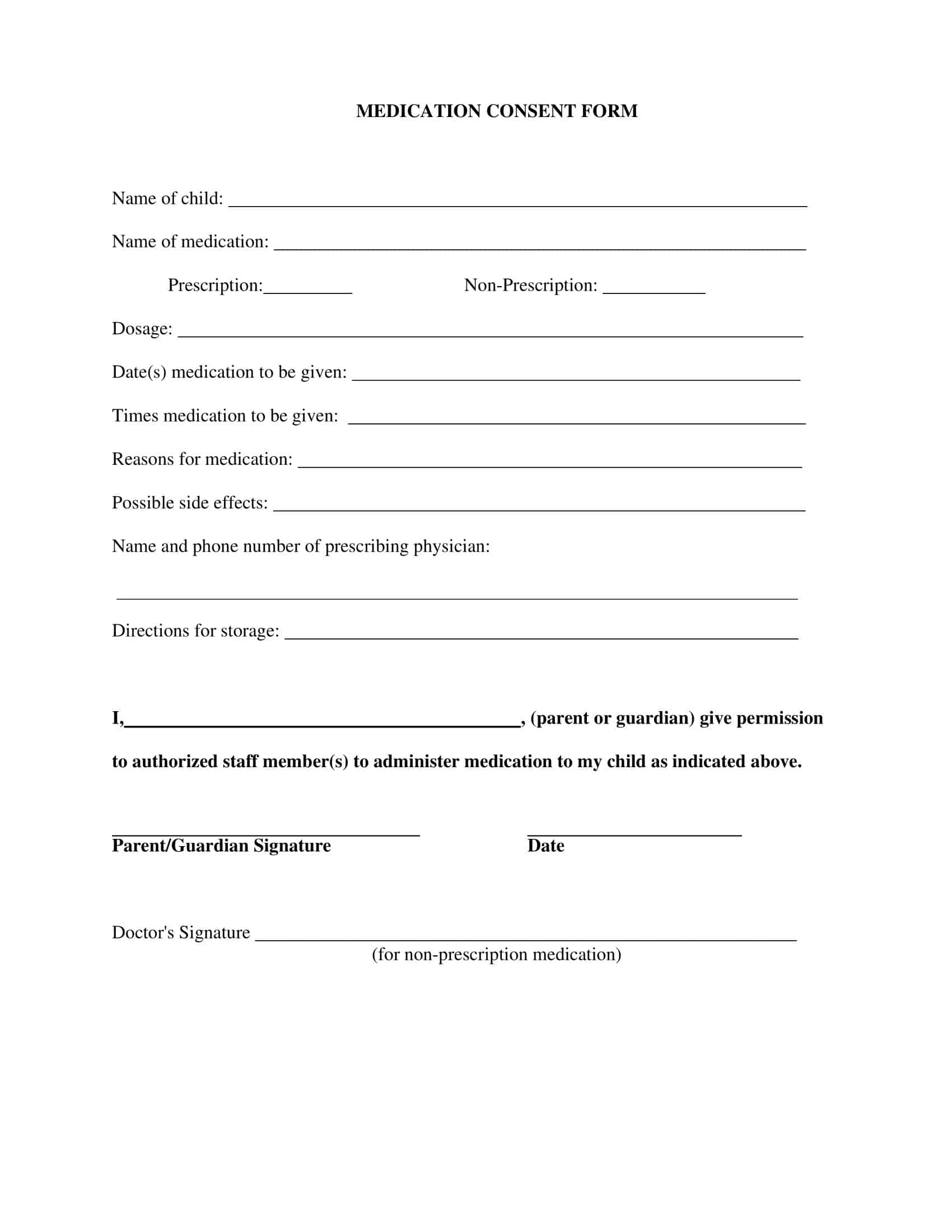 Medical Consent Form for Teenagers Medical Consent Form for Teenagers