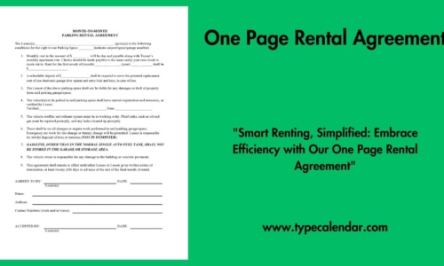 Free Printable One Page Rental Agreement Templates [PDF, Word] Sample