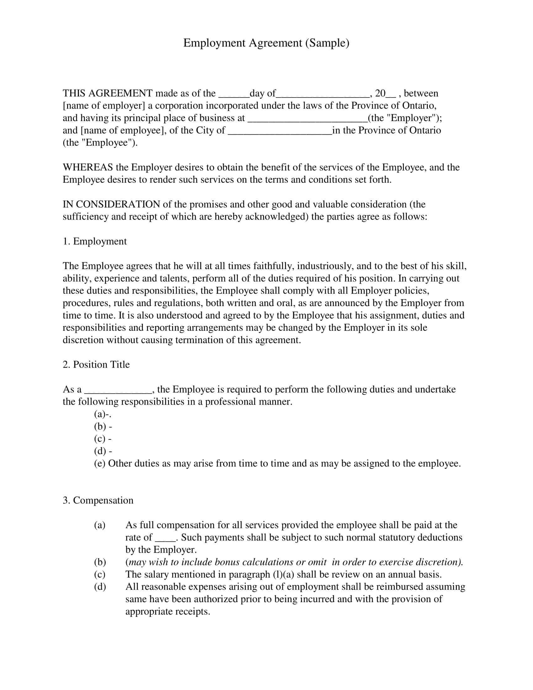 Free Printable Contract Templates [Word, PDF] Services & Employment