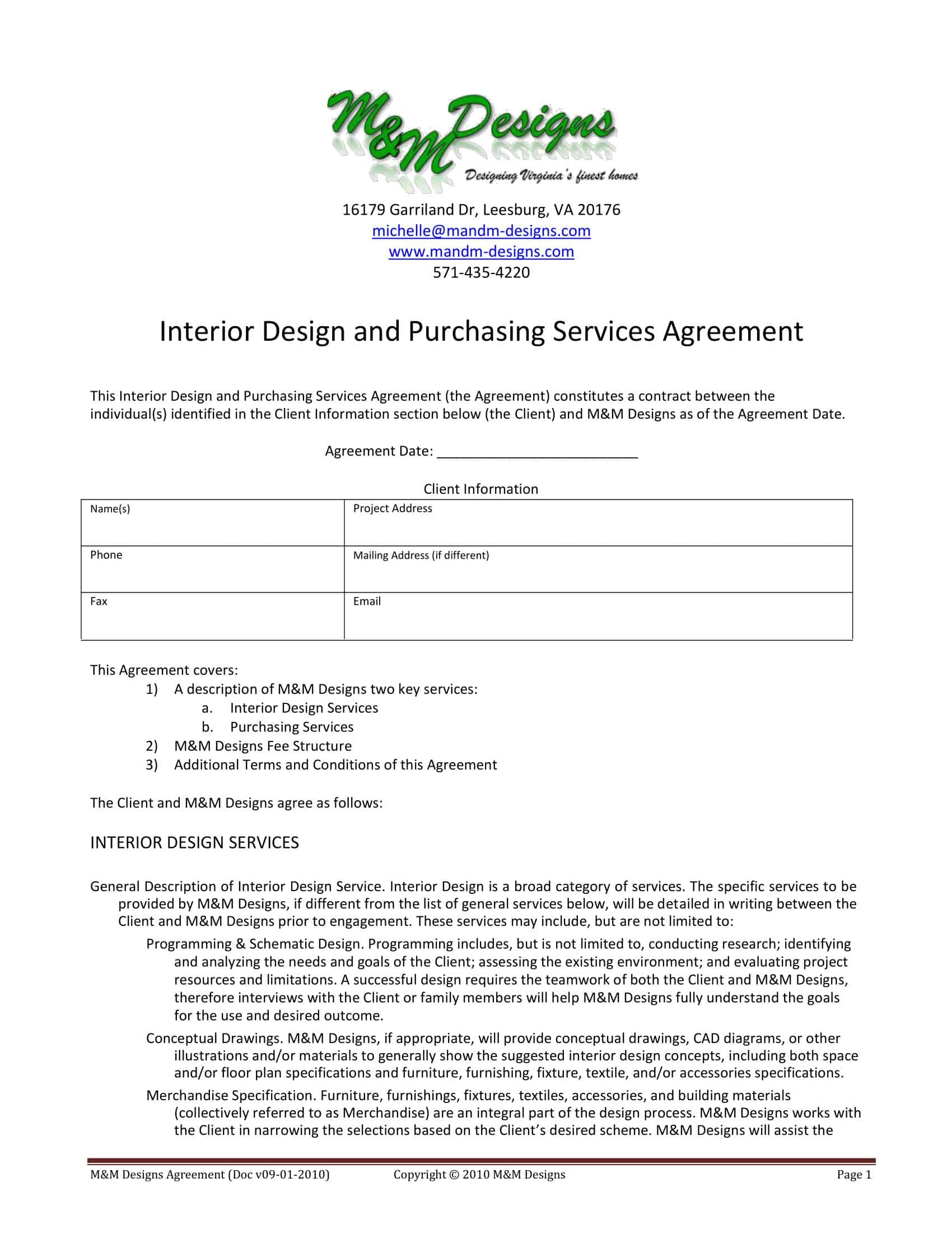 PDF Interior Design Contract Example PDF Interior Design Contract Example