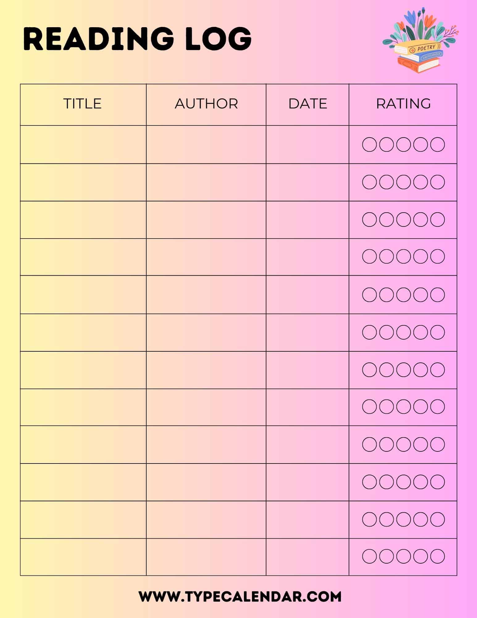 Free Printable Reading Log Templates [PDF, Excel]