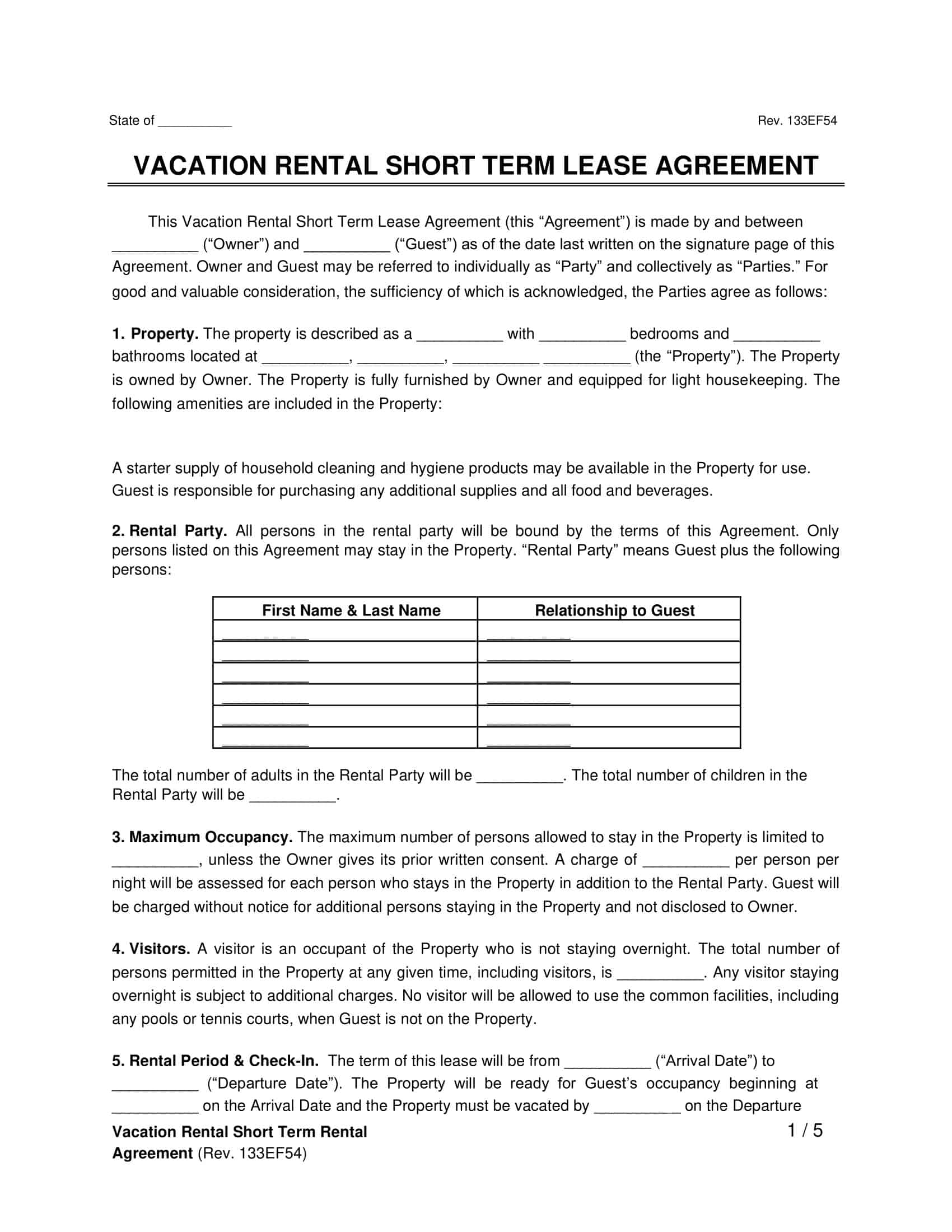 PDF Short Term Rental Agreement PDF Short Term Rental Agreement