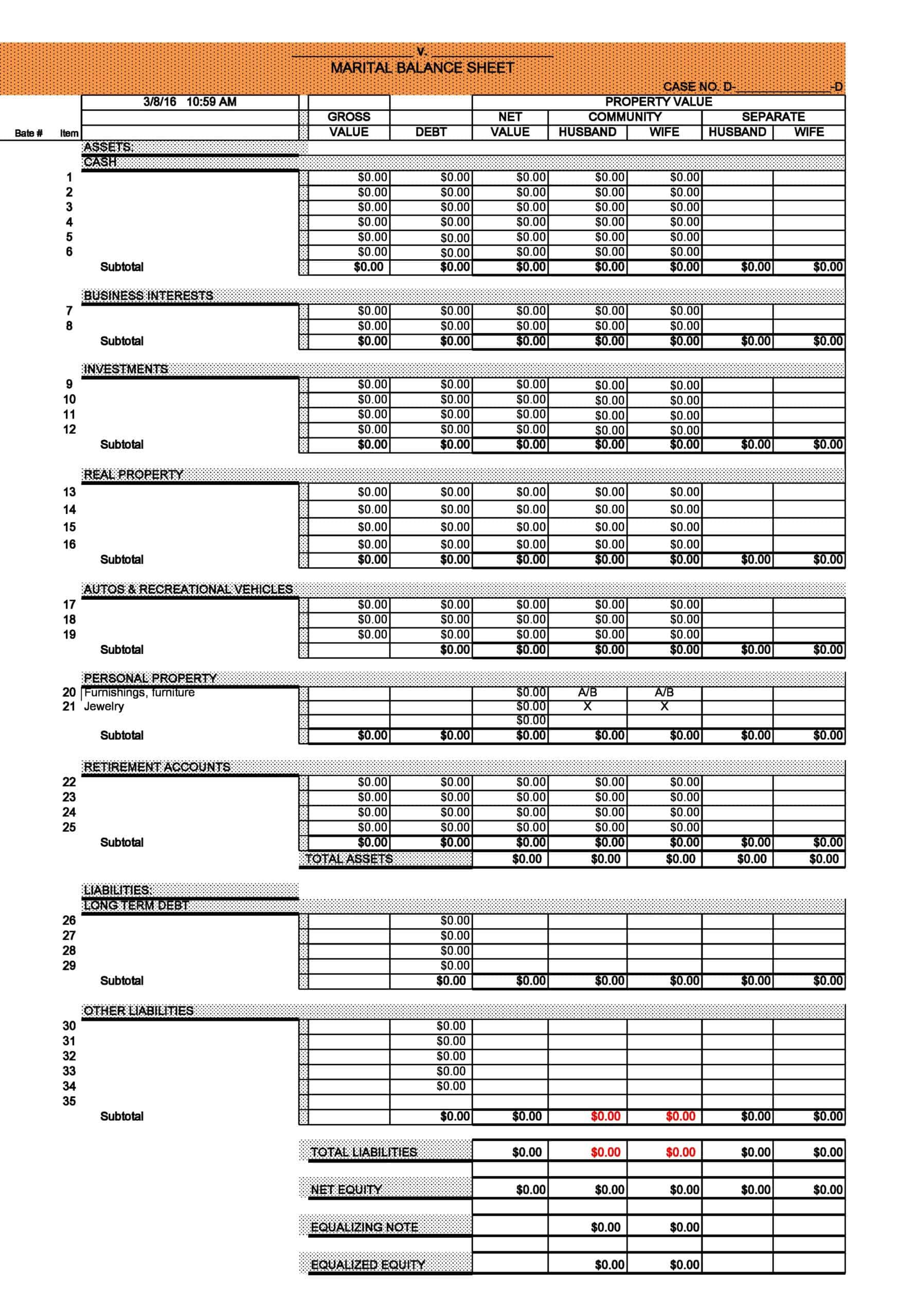 Personal Balance Sheet Excel Personal Balance Sheet Excel
