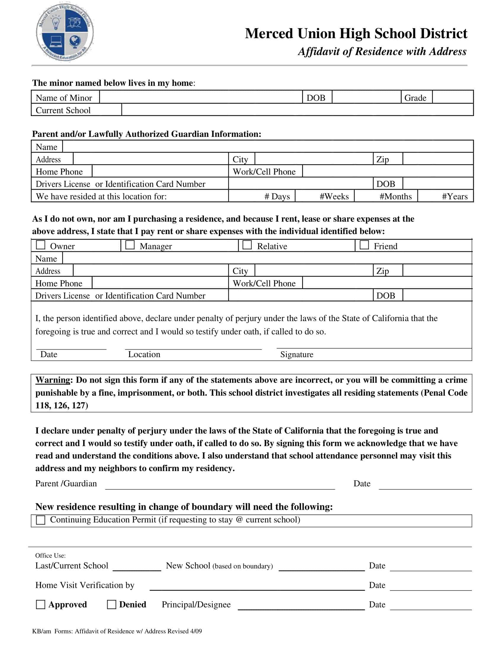 Print-Ready Affidavit of Residence Template Print-Ready Affidavit of Residence Template