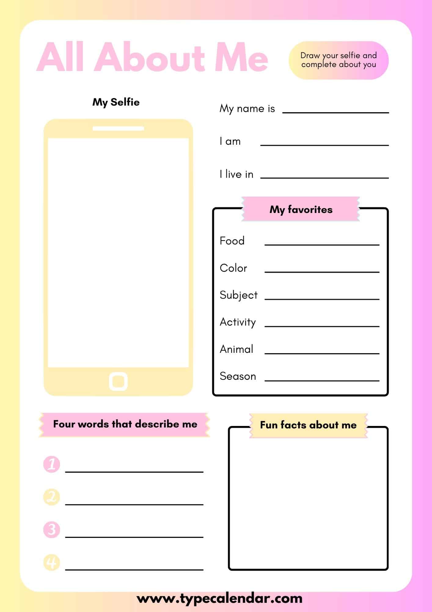 Free Printable All About Me Templates Word PDF Worksheet Teachers Free Printable All About Me Templates Word PDF Worksheet Teachers