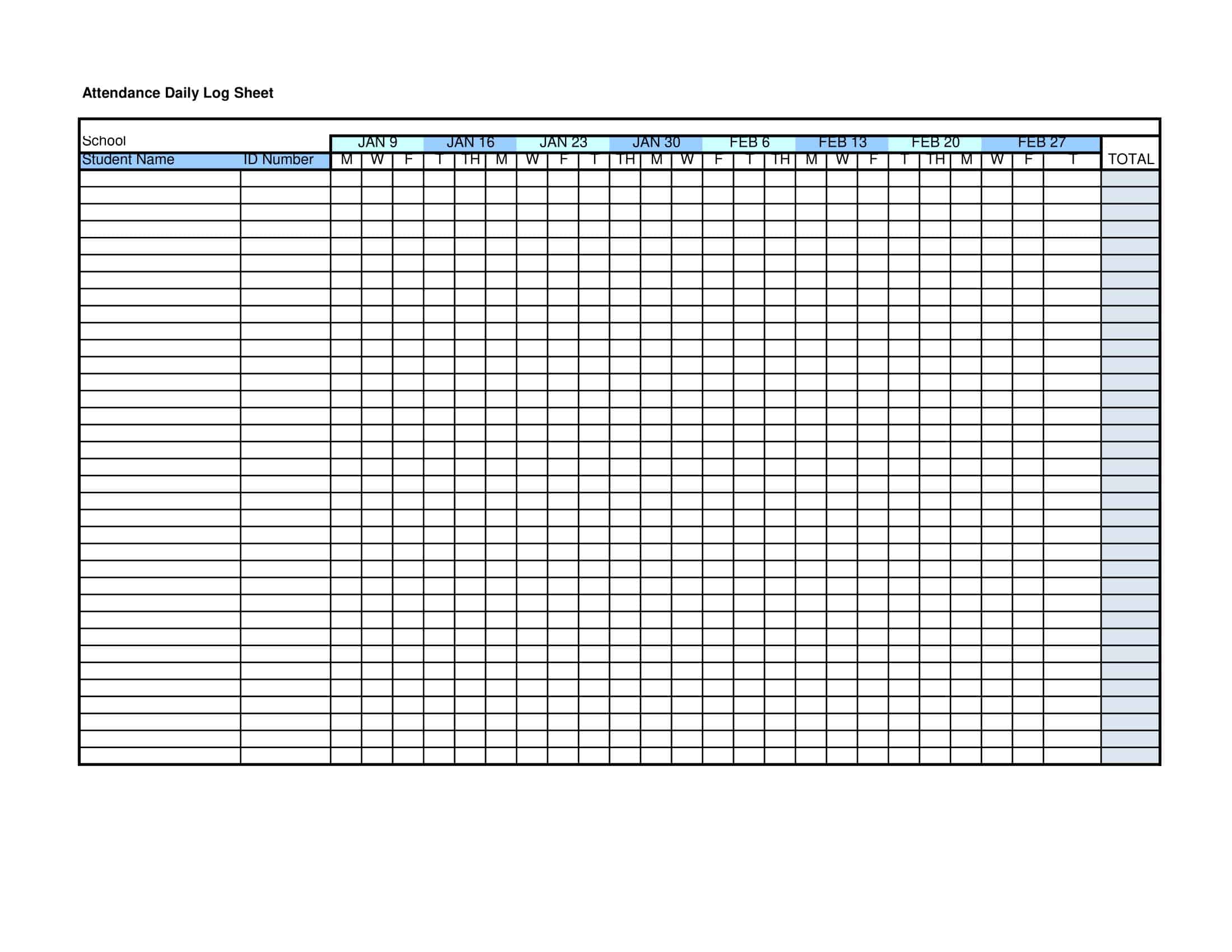 Free Printable Attendance Sheet Templates [Word, Excel, PDF]