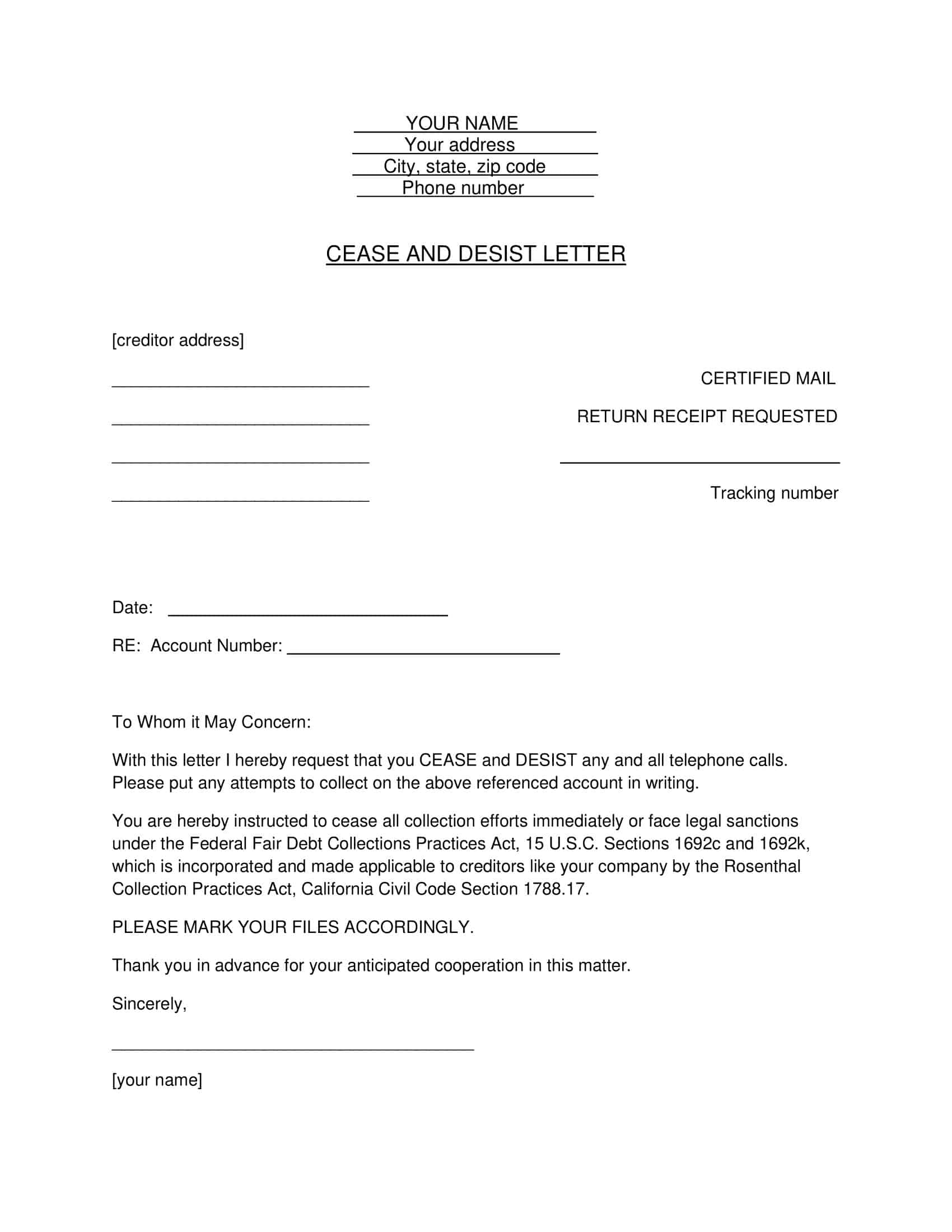 Printable Blank Cease and Desist Defamation Letter Printable Blank Cease and Desist Defamation Letter