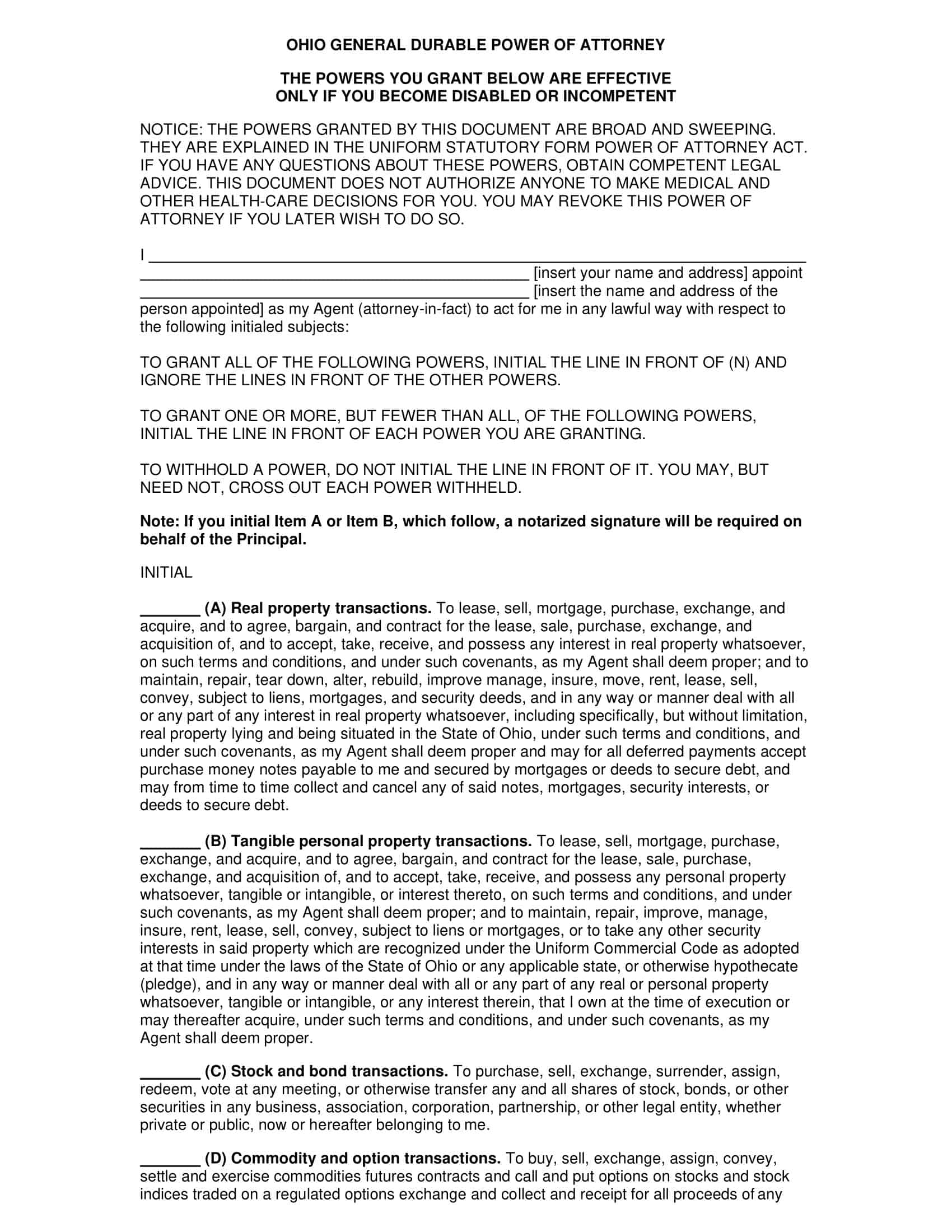 Printable Durable Power of Attorney Free PDF Printable Durable Power of Attorney Free PDF