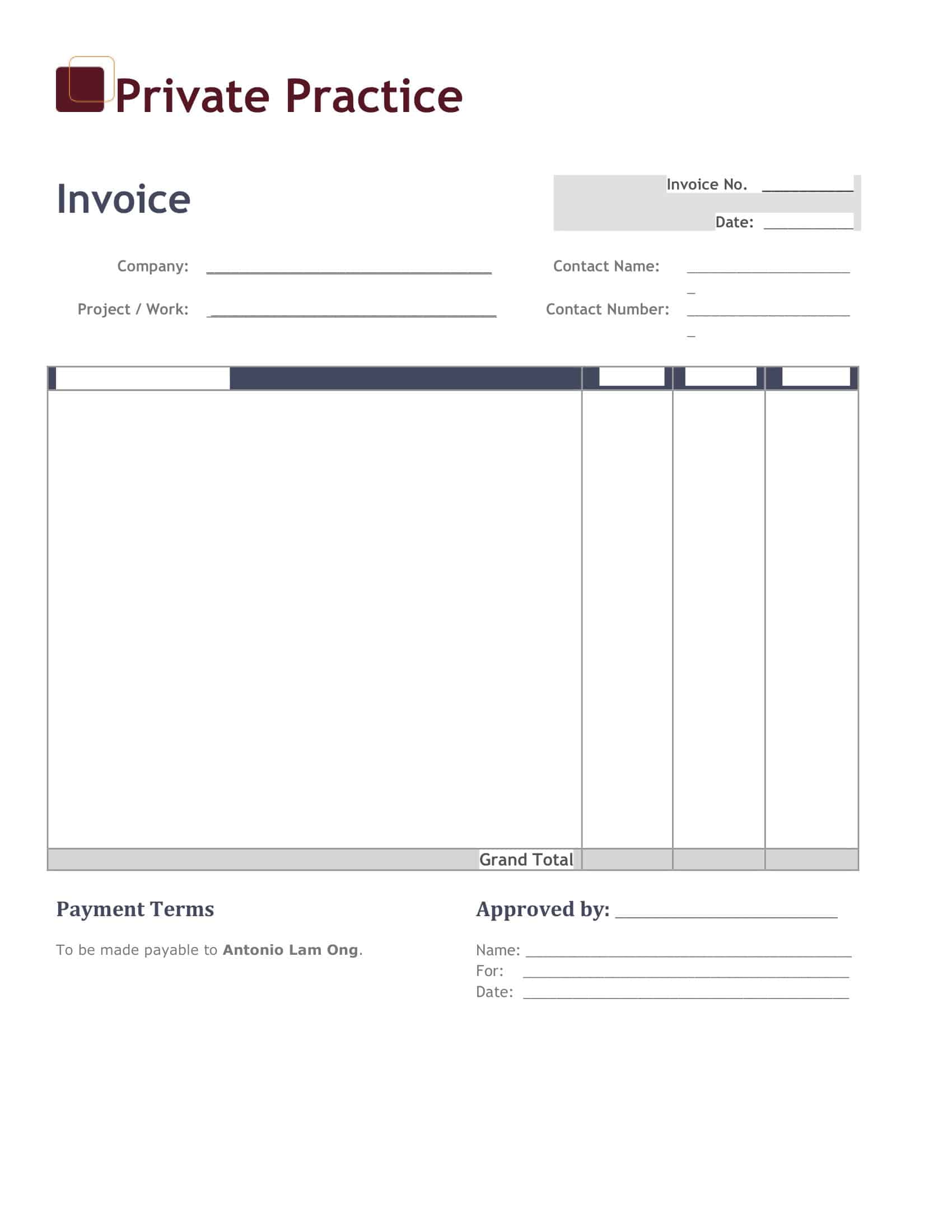 Printable Excel Invoice Template Printable Excel Invoice Template