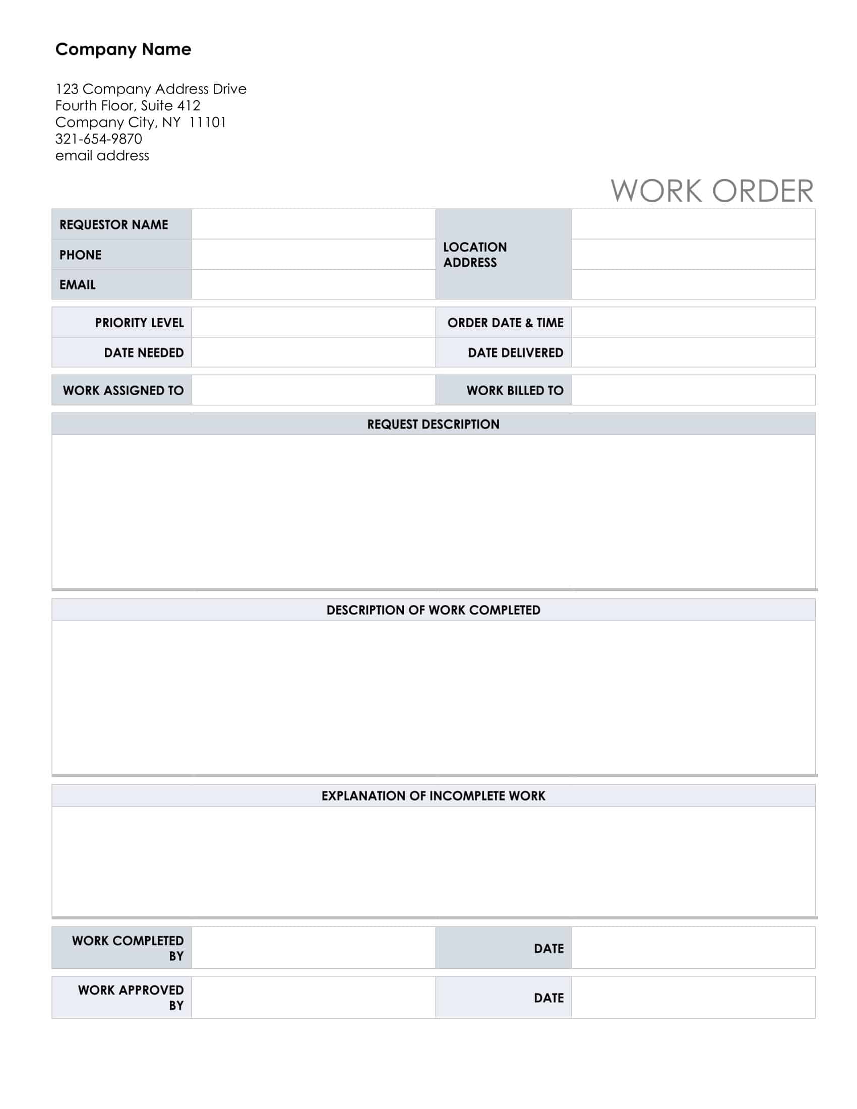 Free Printable Work Order Templates Excel Word PDF For Landscaping Free Printable Work Order Templates Excel Word PDF For Landscaping