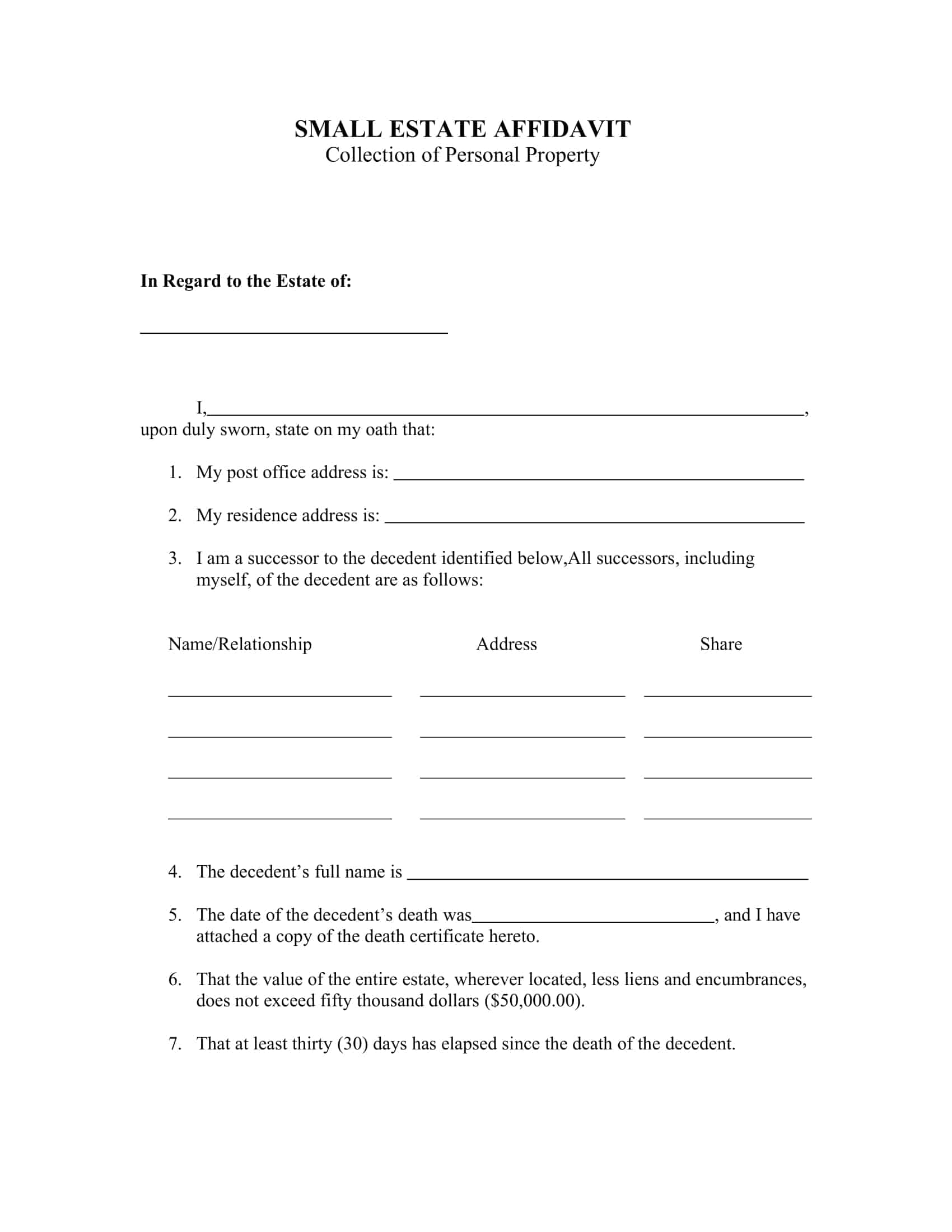 Free Blank Affidavit Form Affidavit Download