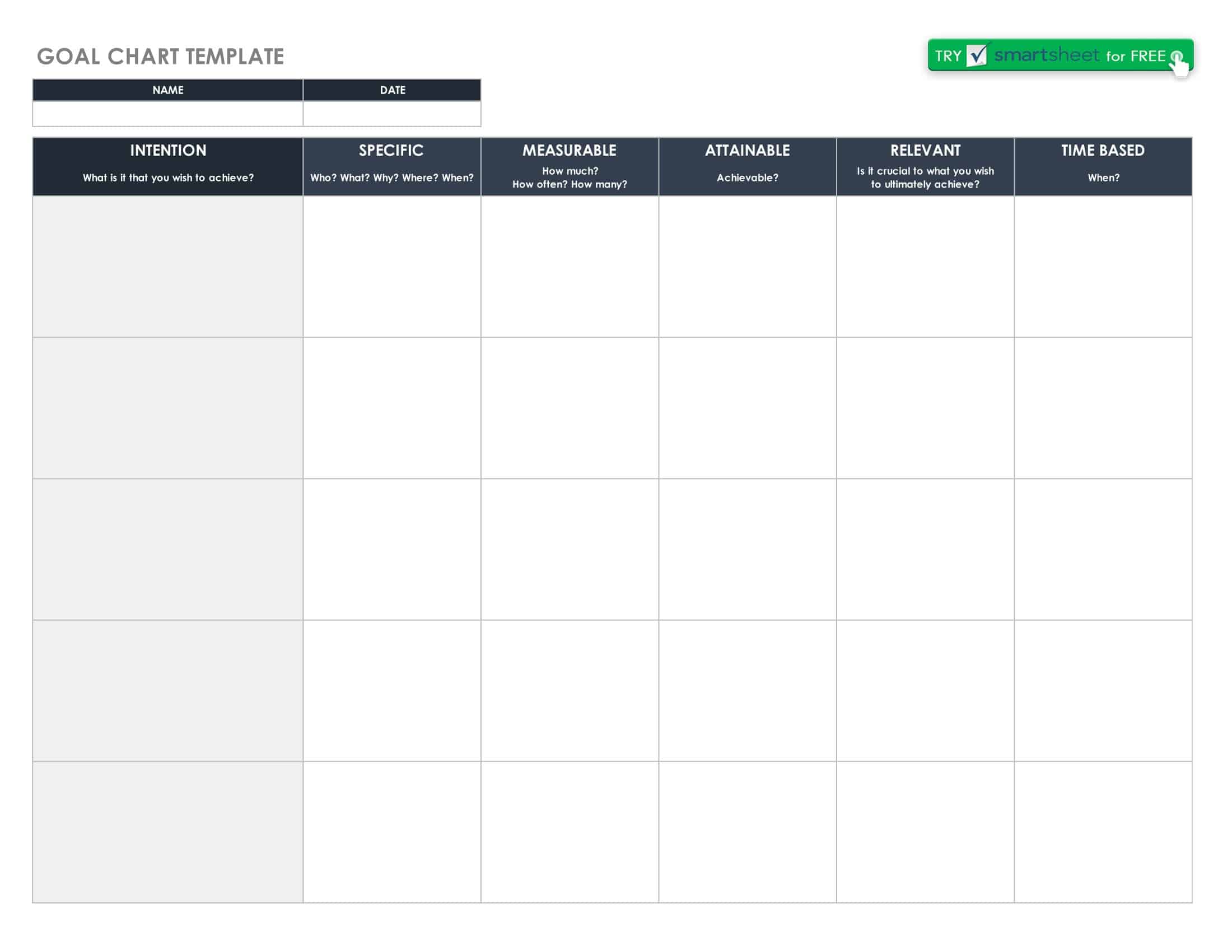 Printable Goal Chart Worksheet PDF Printable Goal Chart Worksheet PDF