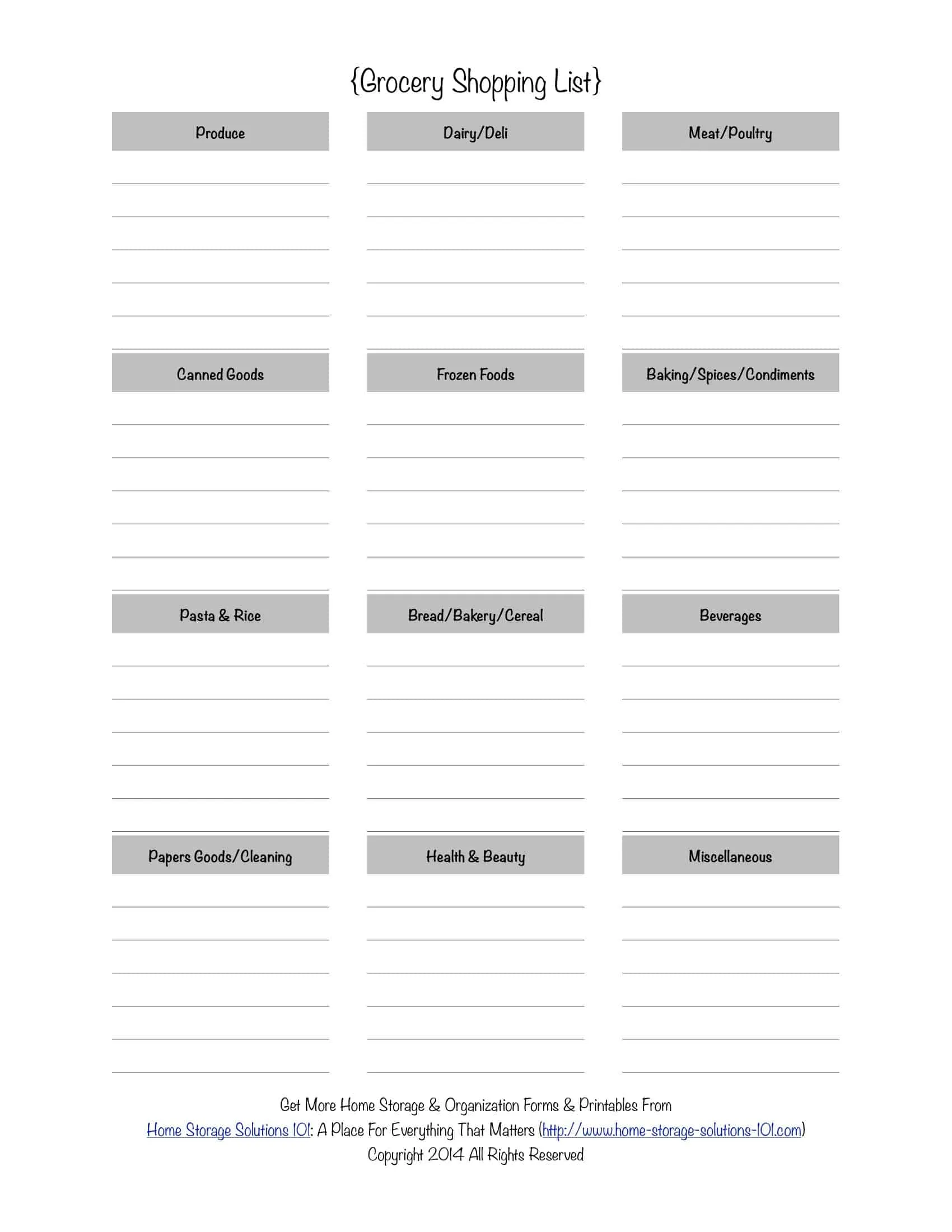 Printable Grocery List Free Printable Grocery List Free