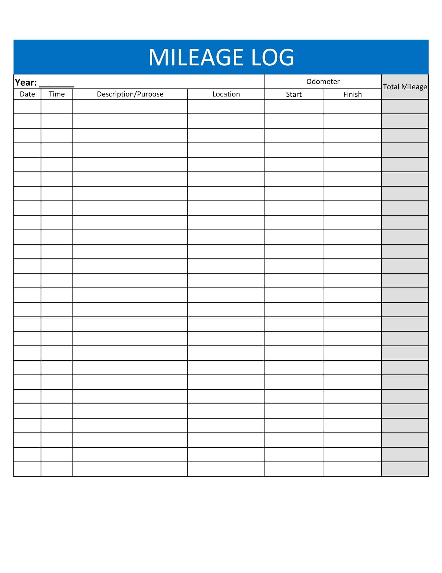 Irs Mileage Log Template Excel Irs Mileage Log Template Excel