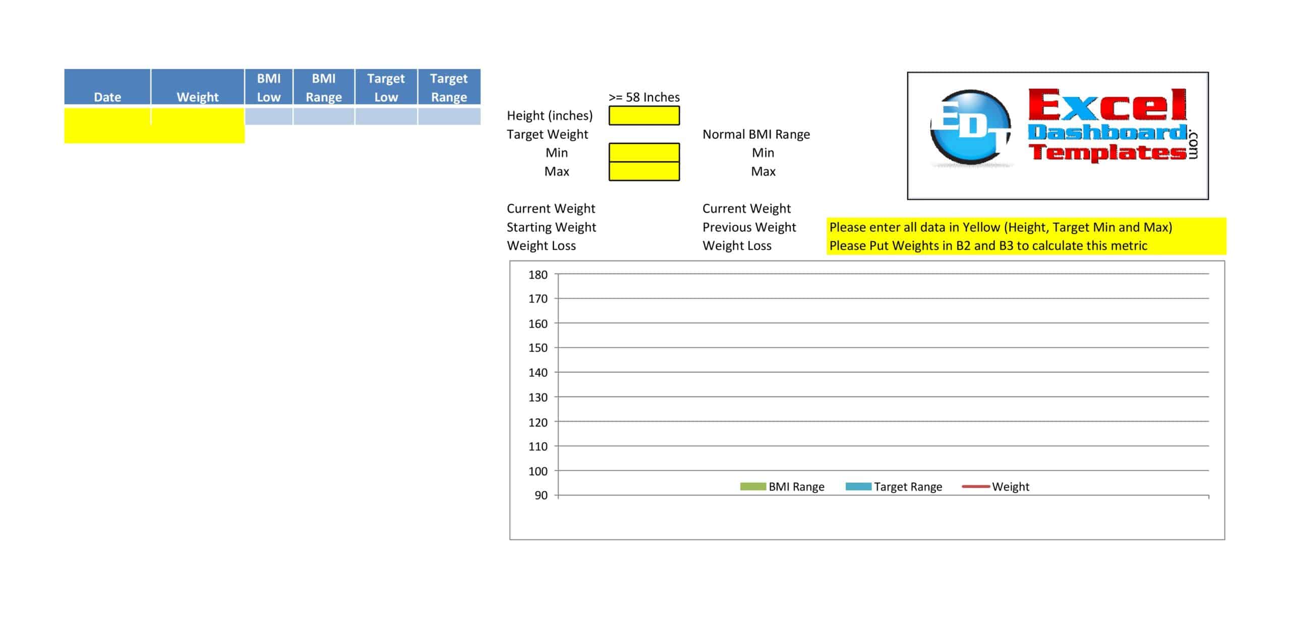 Printable Template for Weight Loss Tracker Printable Template for Weight Loss Tracker