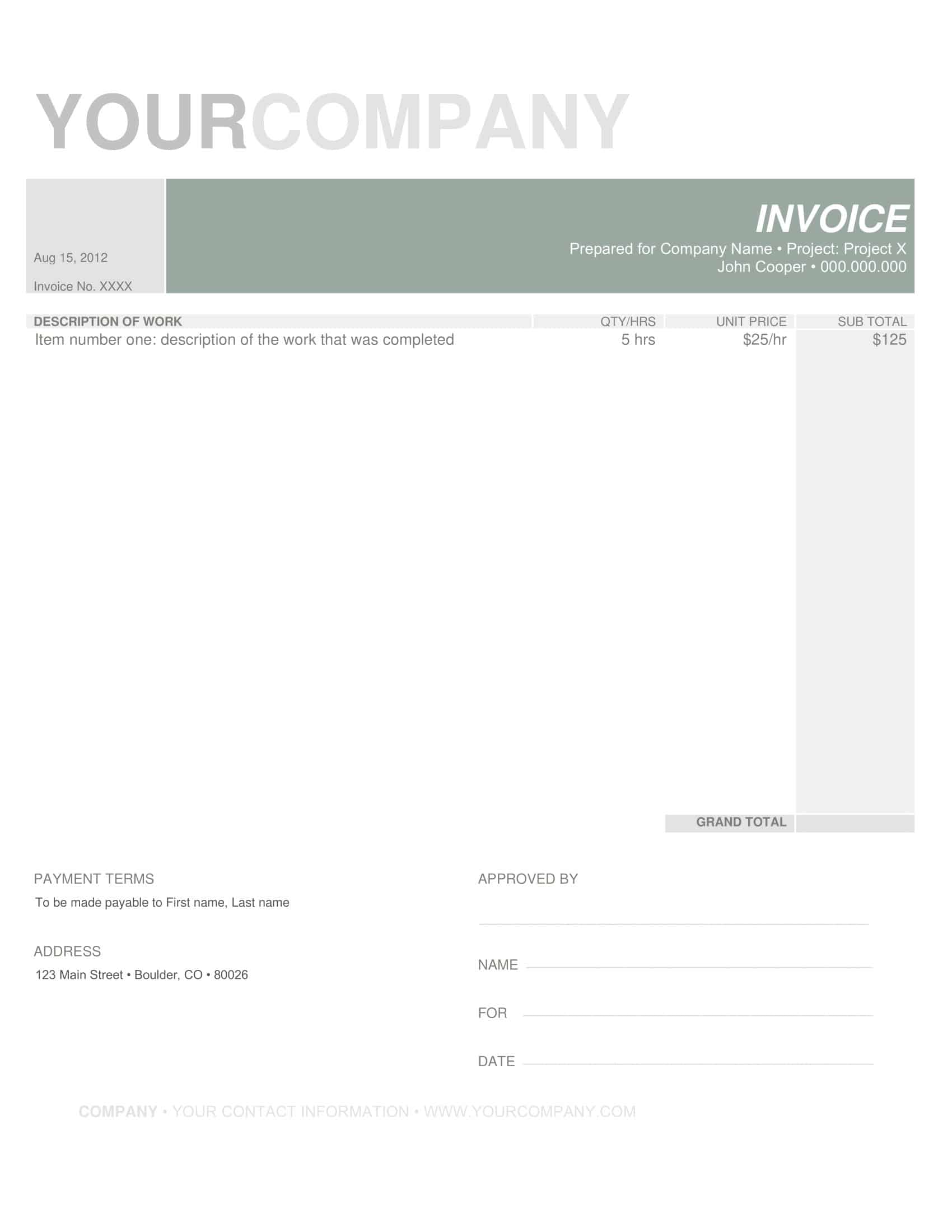 Printable Word Invoice Template Printable Word Invoice Template
