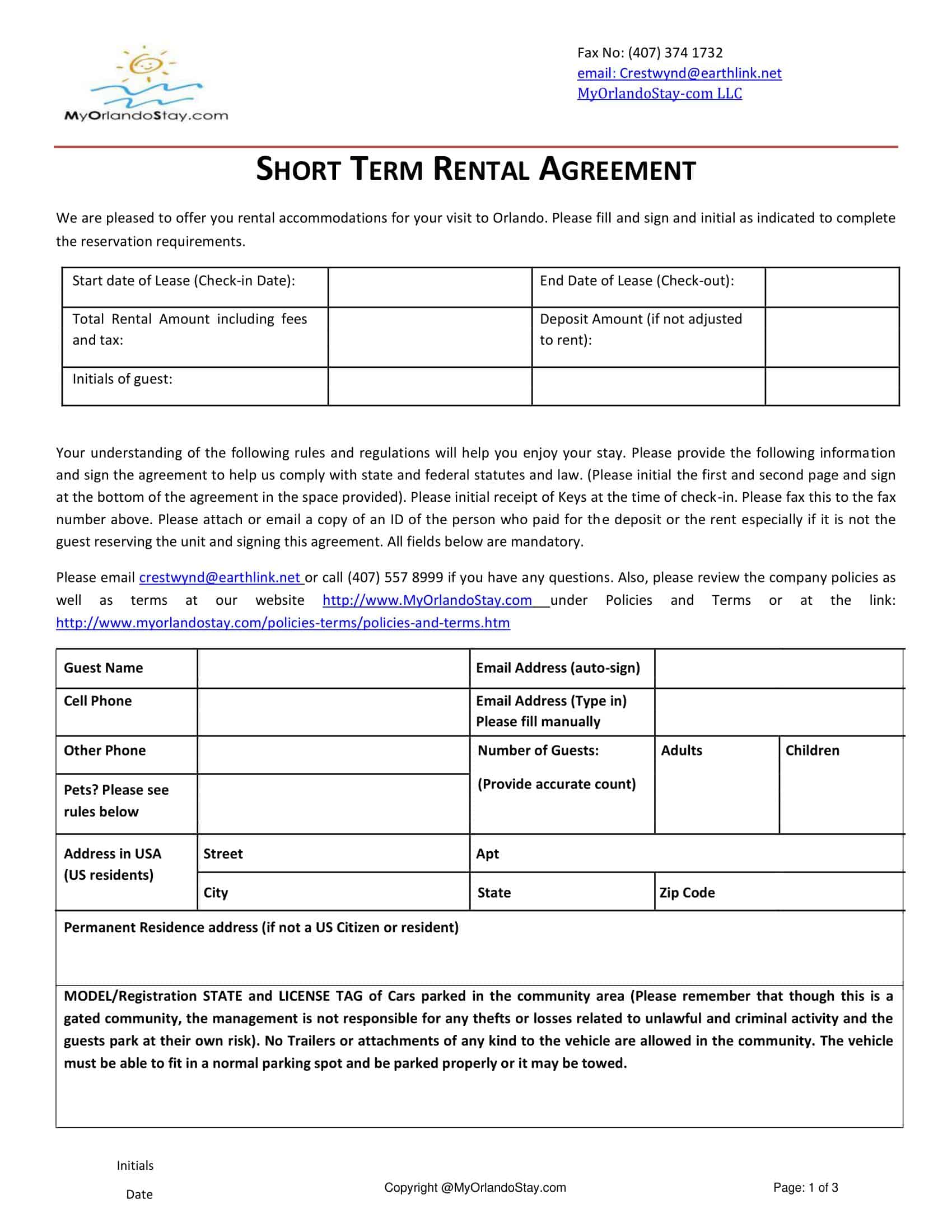 Professional Short Term Rental Agreement PDF Professional Short Term Rental Agreement PDF