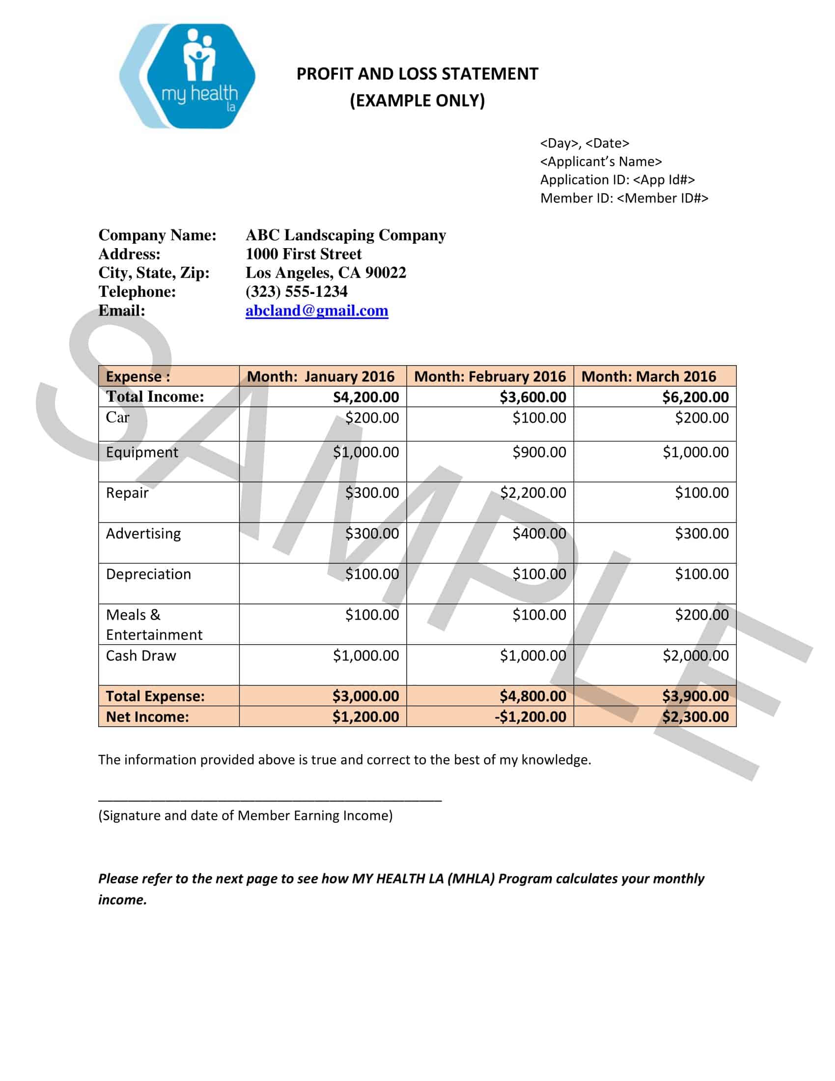 Profit and Loss Statement Free PDF Profit and Loss Statement Free PDF