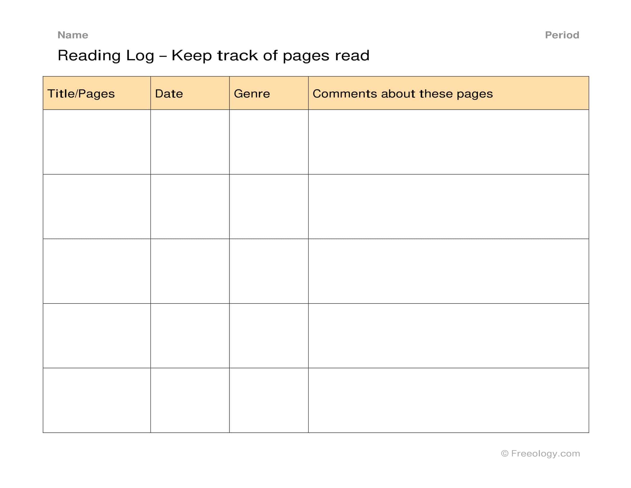 Reading Log Template Printable Reading Log Template Printable