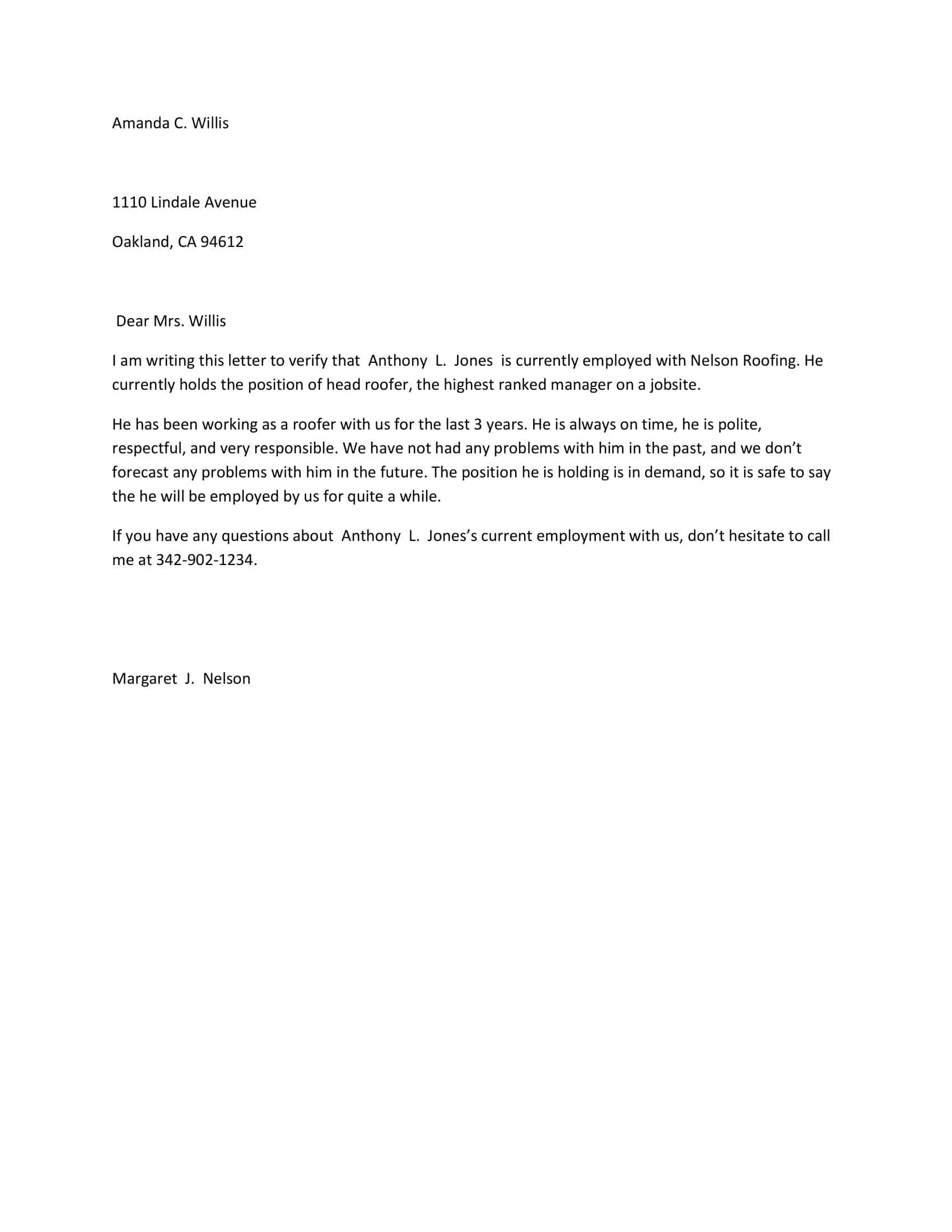 Ready-to-fill Proof of Employment Letter Ready-to-fill Proof of Employment Letter