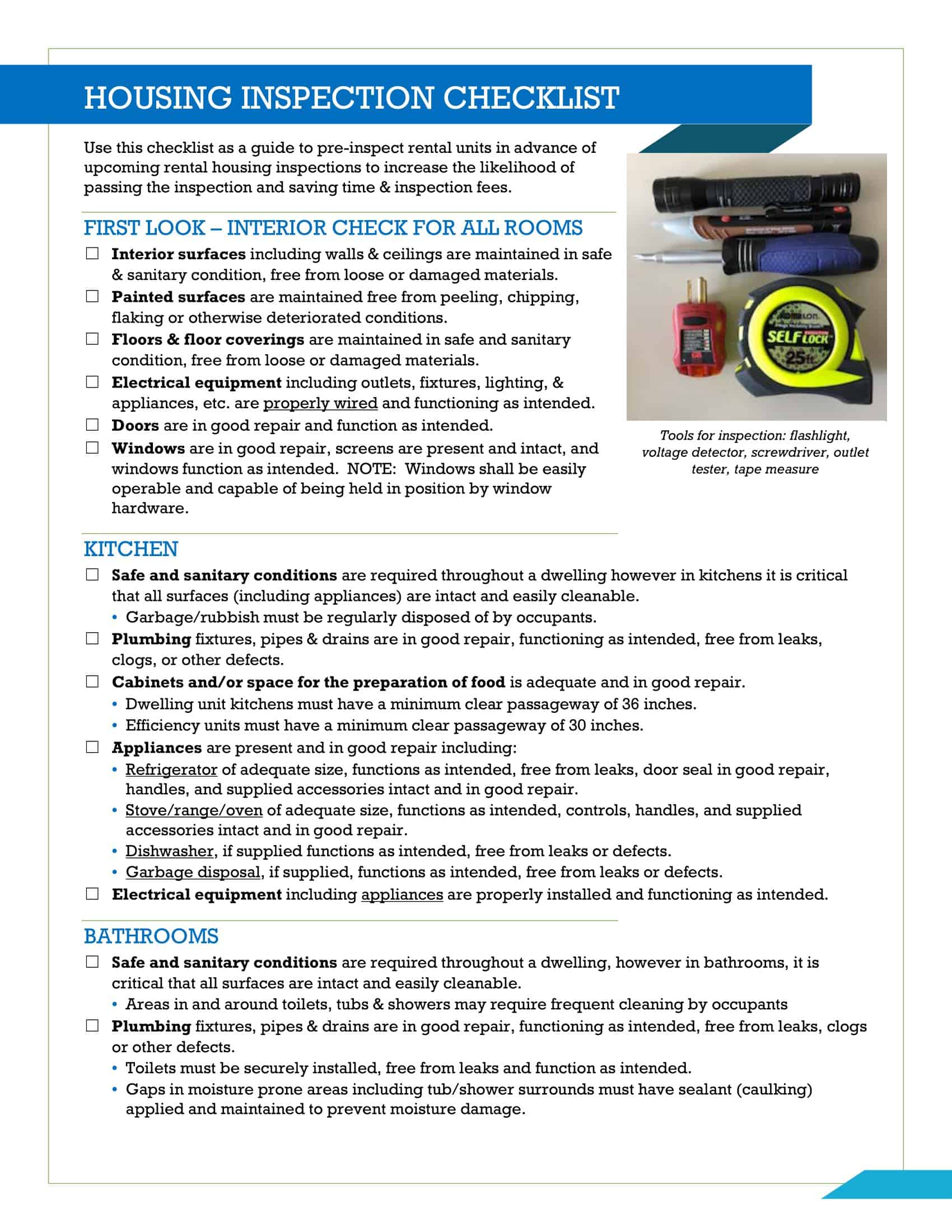 Ready-to-print Home Inspection Checklist Ready-to-print Home Inspection Checklist