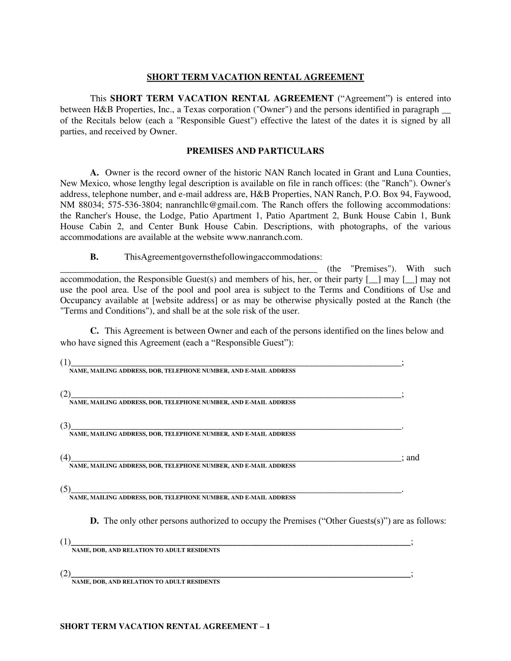 Reliable Free Vacation Rental Agreement Reliable Free Vacation Rental Agreement