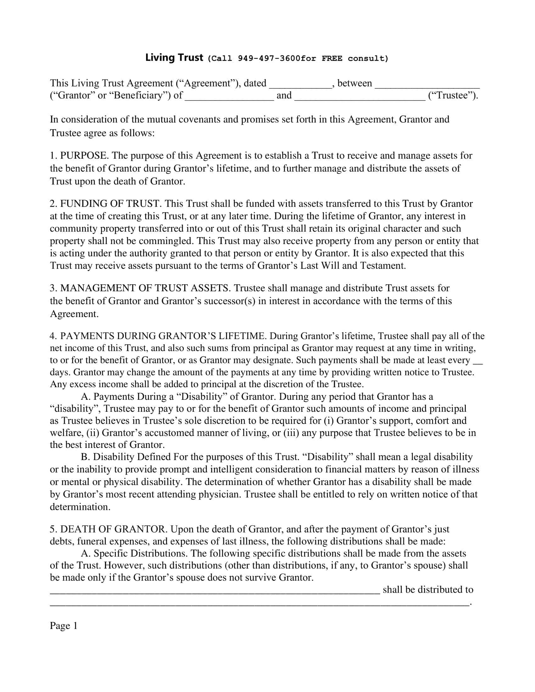 Revocable Living Trust Fillable Word Document Revocable Living Trust Fillable Word Document