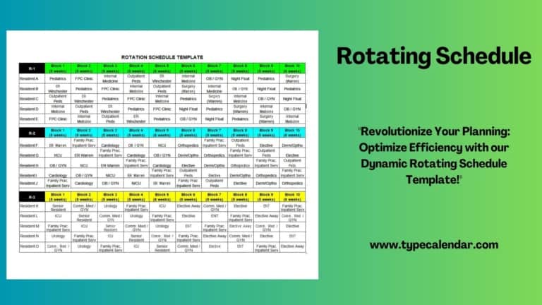 Free Printable Rotating Schedule Templates [Word, Excel]