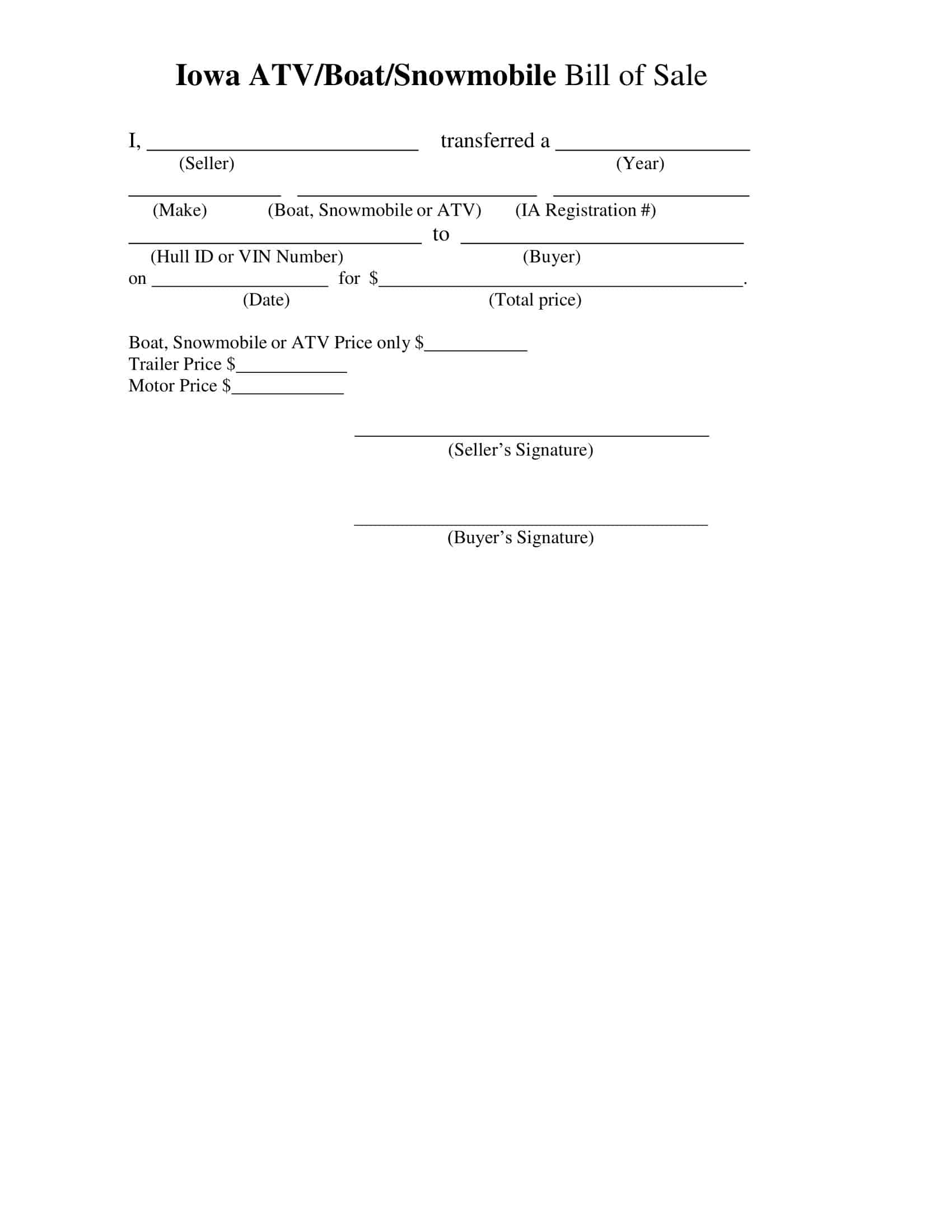 Sample Bill of Sale Fillable Sample Bill of Sale Fillable