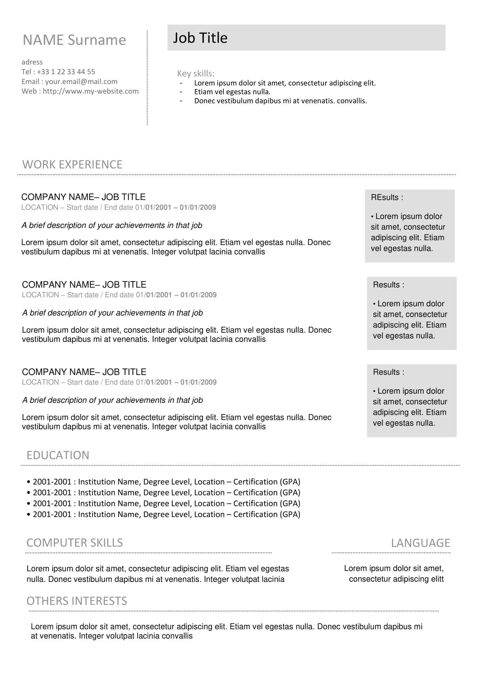 Sample Curriculum Vitae PDF Sample Curriculum Vitae PDF