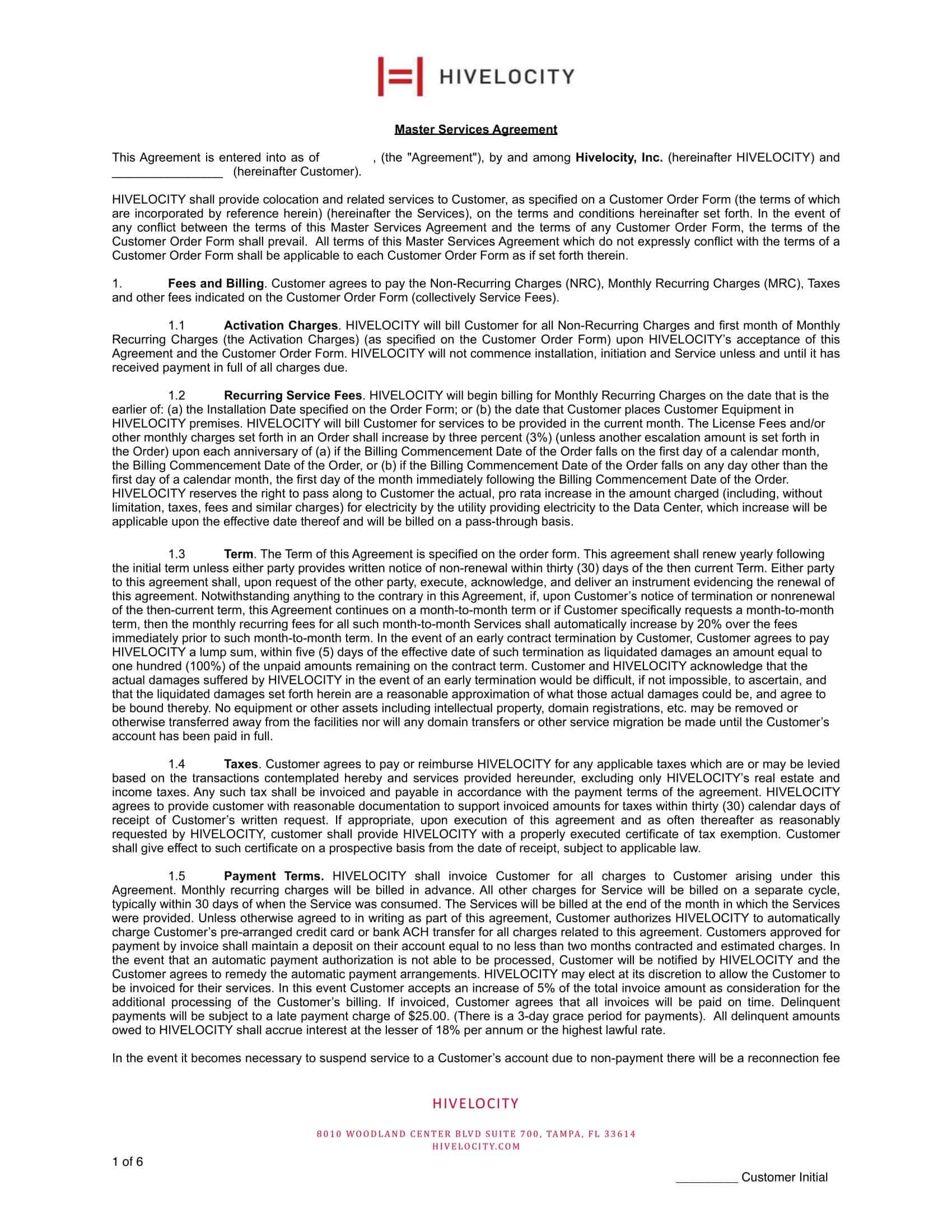 Sample Downloadable Master Services Agreement PDF Sample Downloadable Master Services Agreement PDF