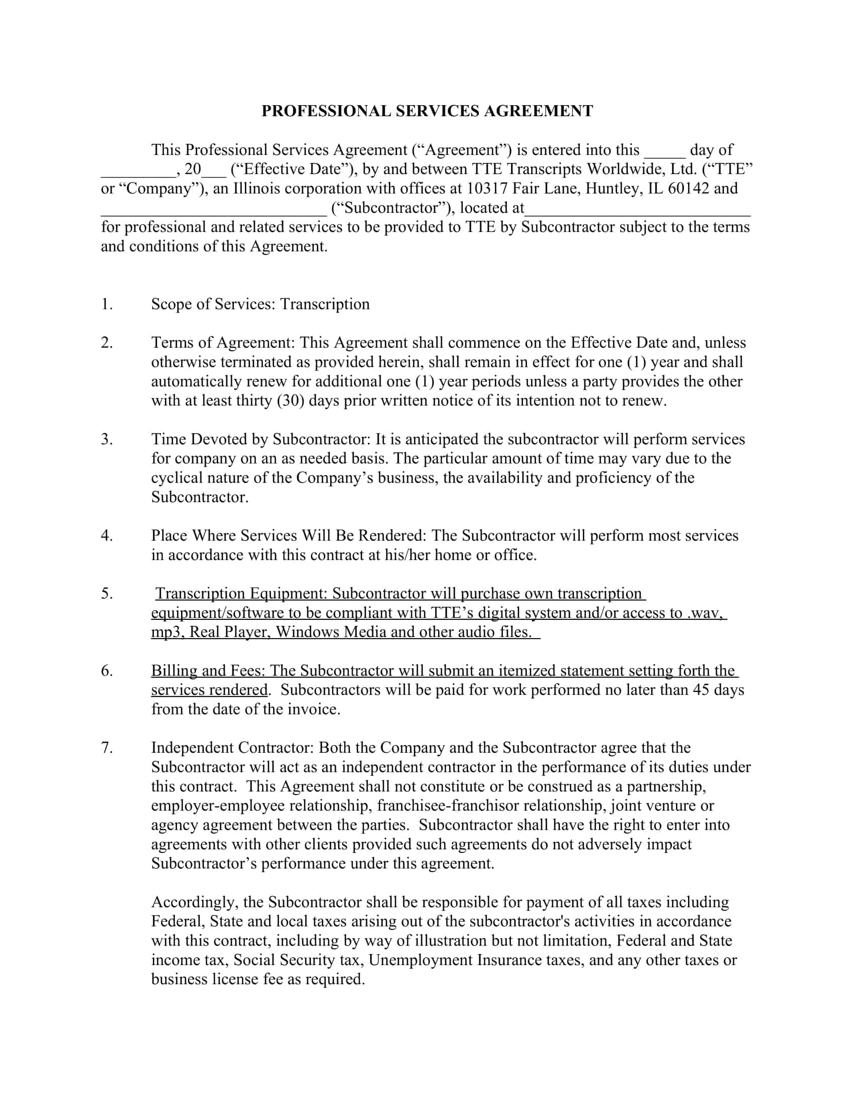 Sample Editable Service Agreement Sample Editable Service Agreement