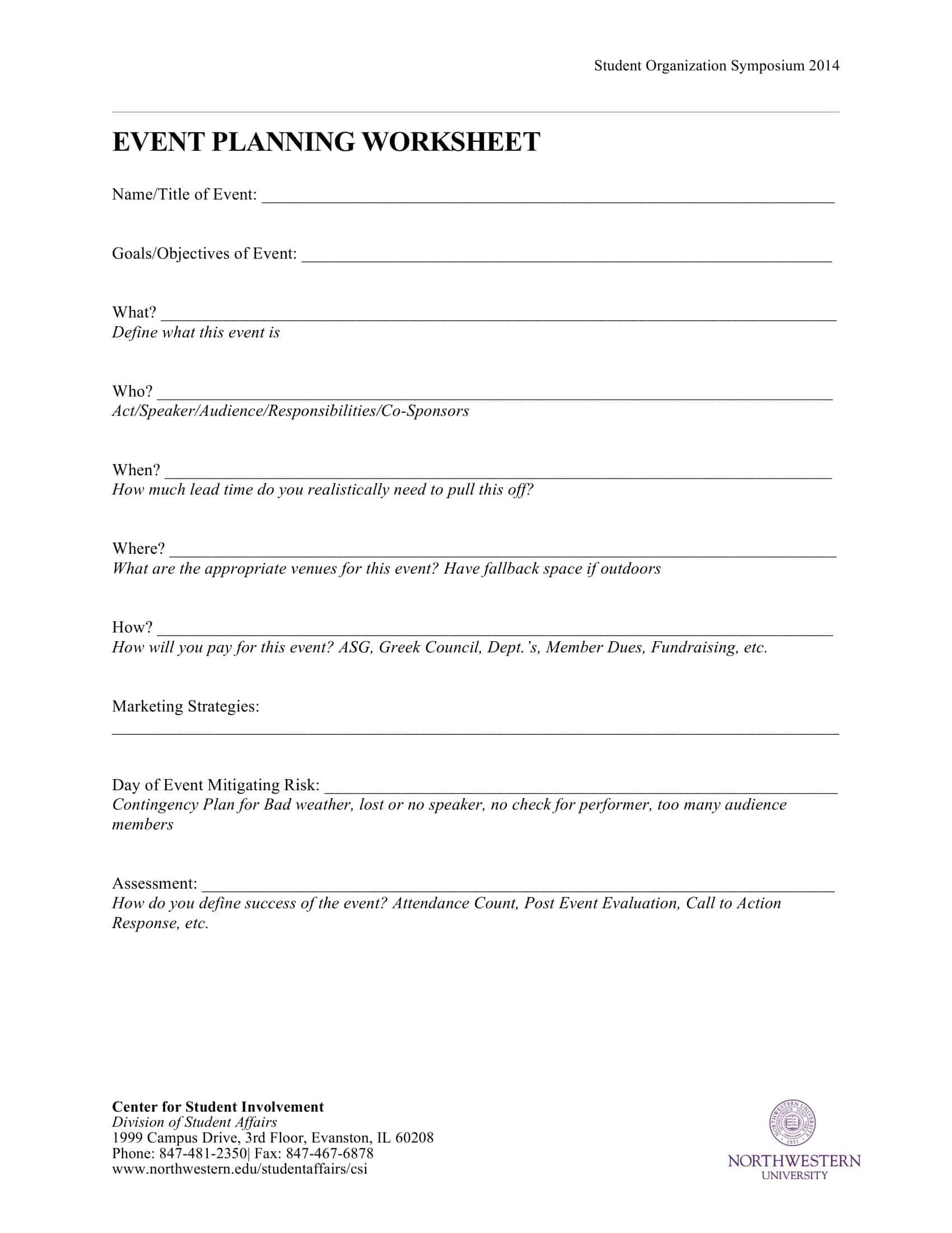 Sample Event Planning Blank Sample Event Planning Blank