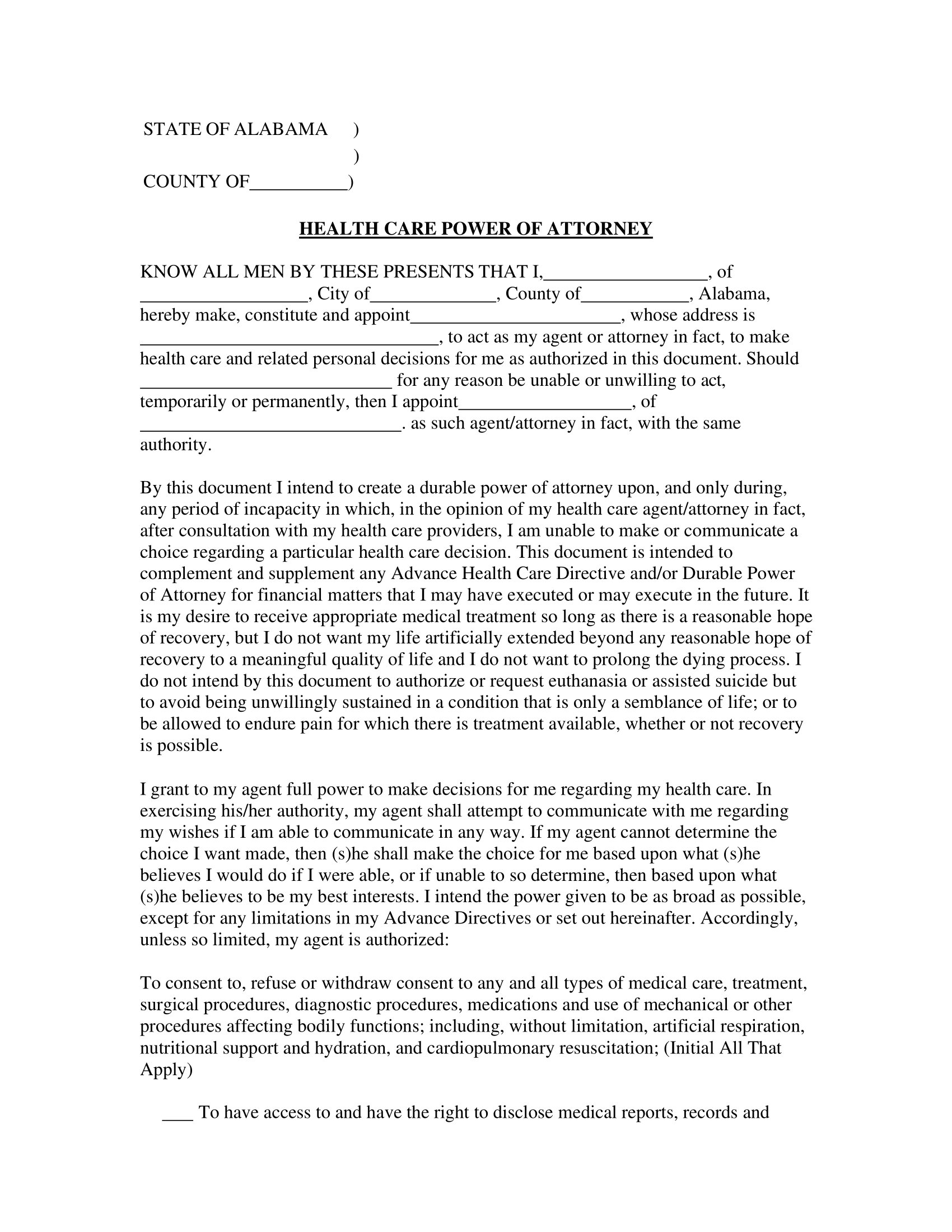 Sample Medical Power of Attorney Form Sample Medical Power of Attorney Form
