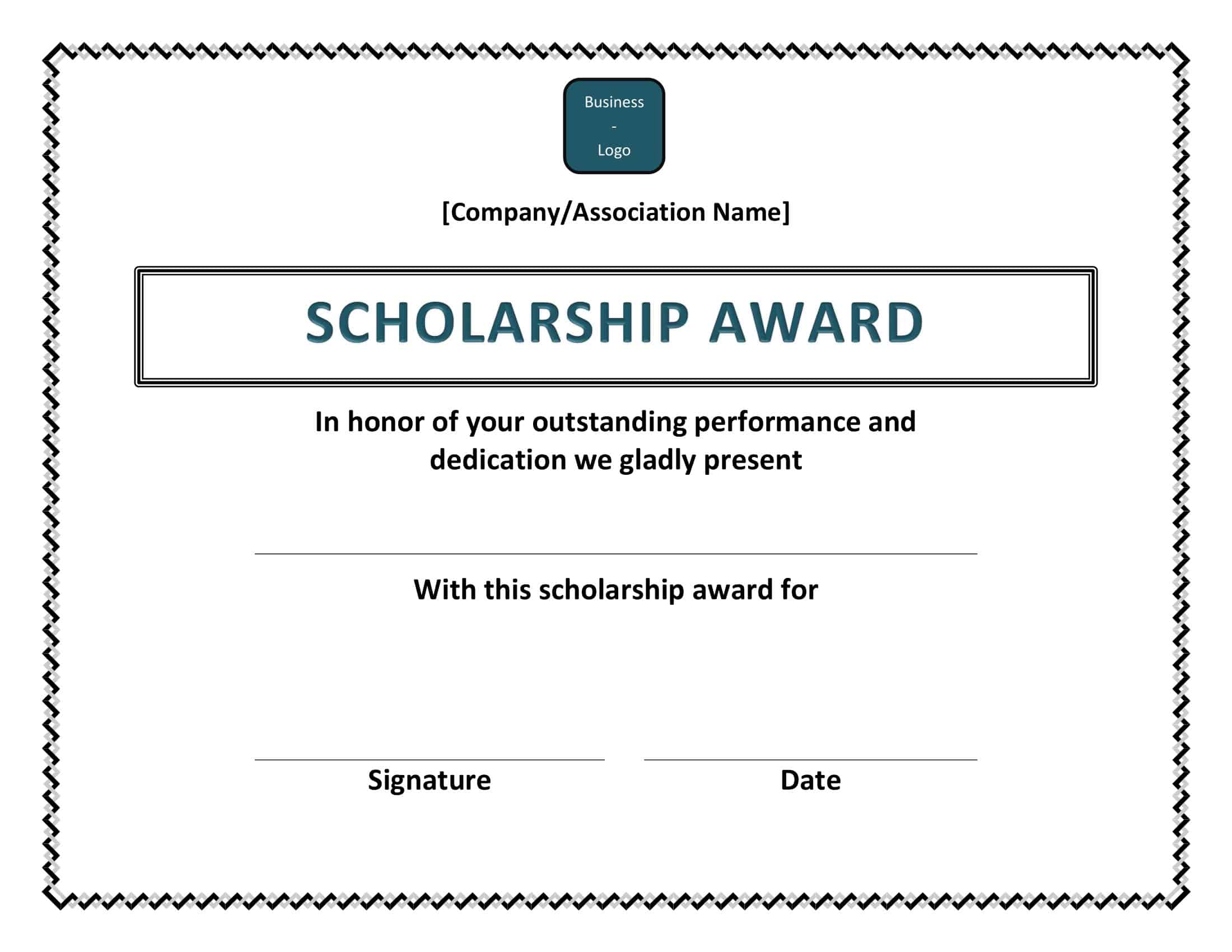 Sample Printable Scholarship Certificate Sample Printable Scholarship Certificate
