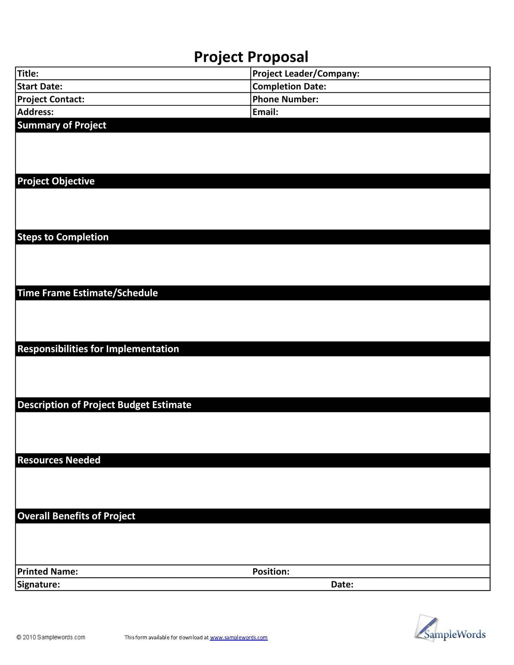 Sample Project Proposal in Word Format Sample Project Proposal in Word Format