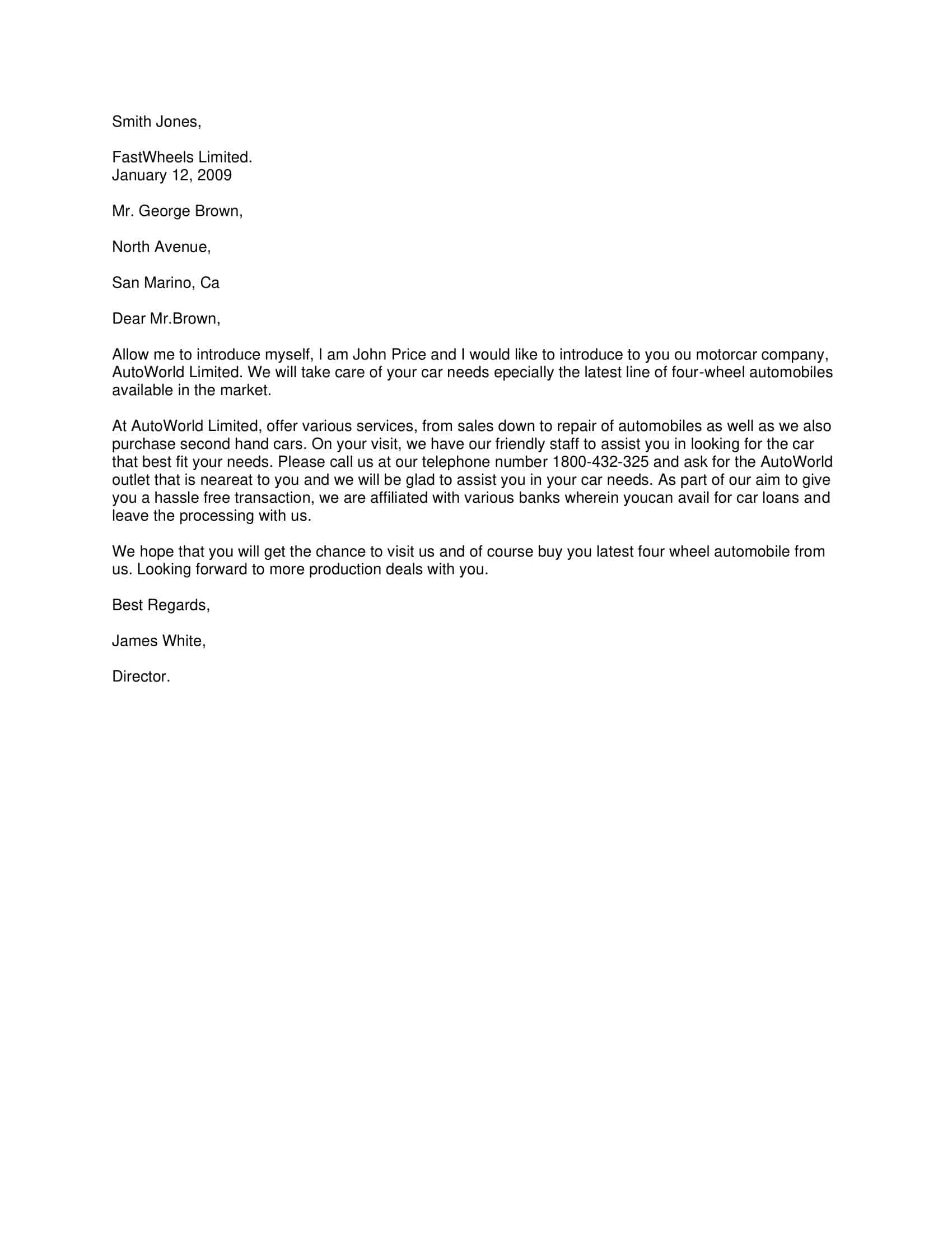 Sample Word Template of Letter of Introduction Sample Word Template of Letter of Introduction