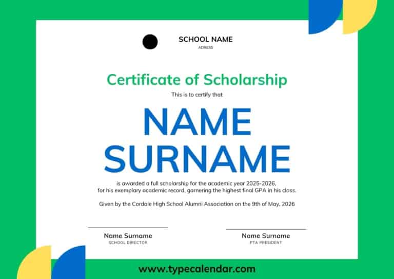 Free Printable Scholarship Certificate Templates [PDF, Word, Excel]