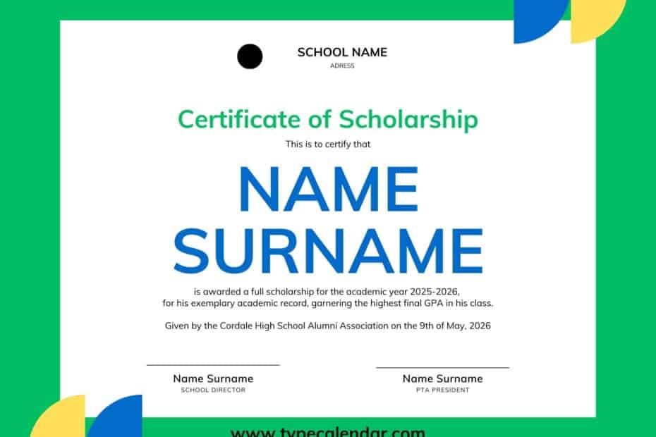 Scholarship Certificate