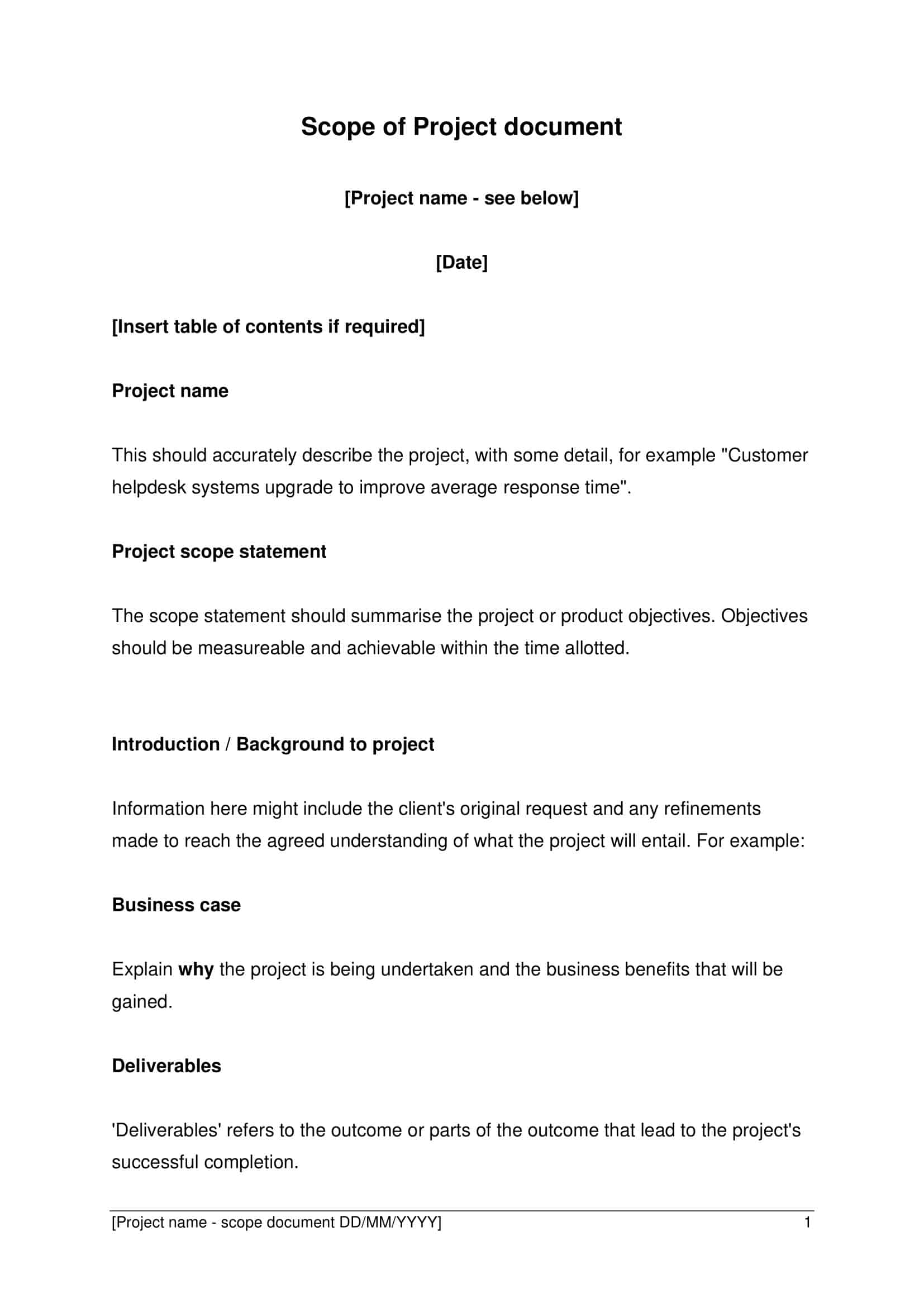 Scope of Work Template PDF Scope of Work Template PDF
