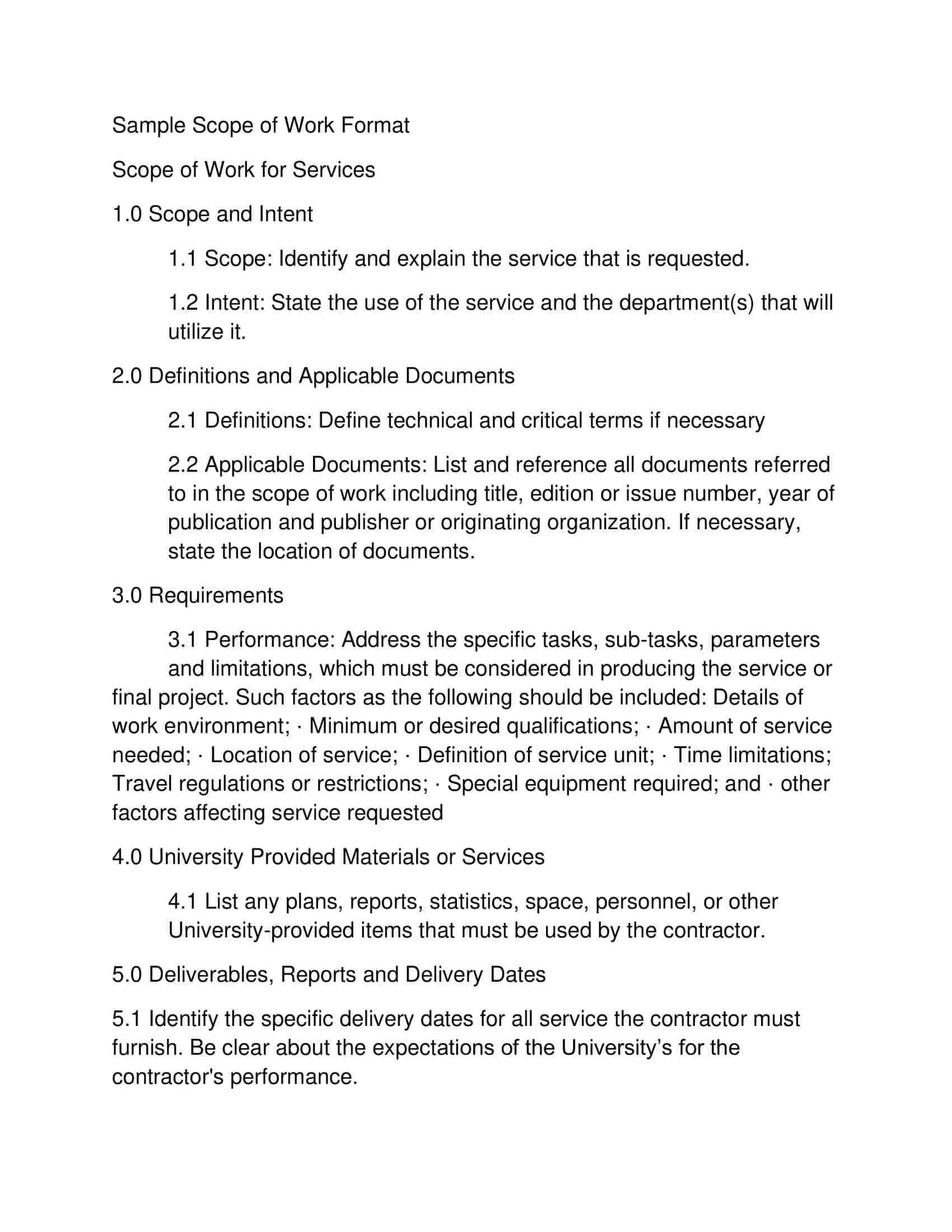 Scope of Work in Word Template Scope of Work in Word Template