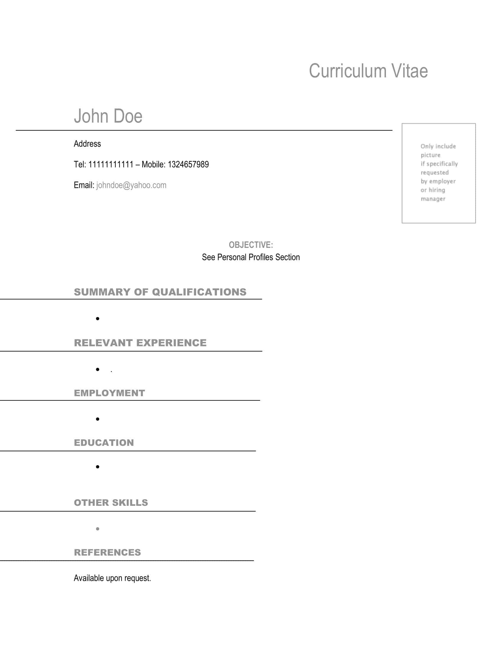Simple Curriculum Vitae PDF Simple Curriculum Vitae PDF