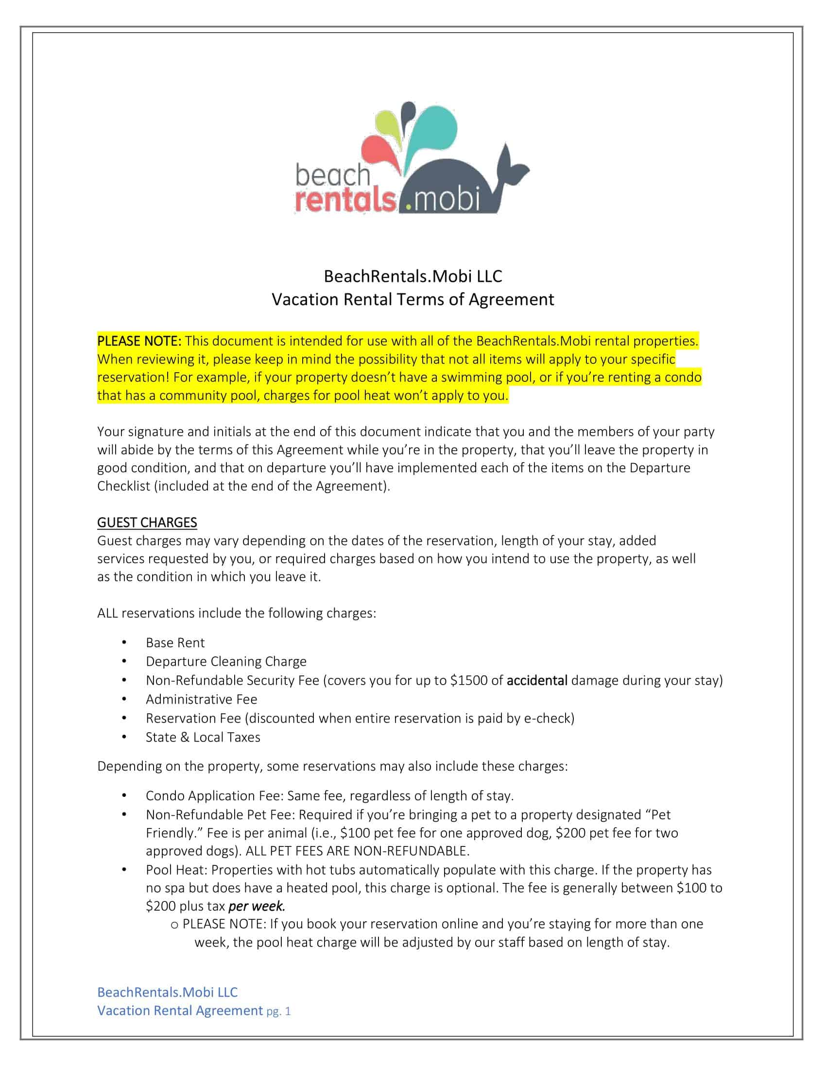 Simple Editable Vacation Rental Agreement Simple Editable Vacation Rental Agreement