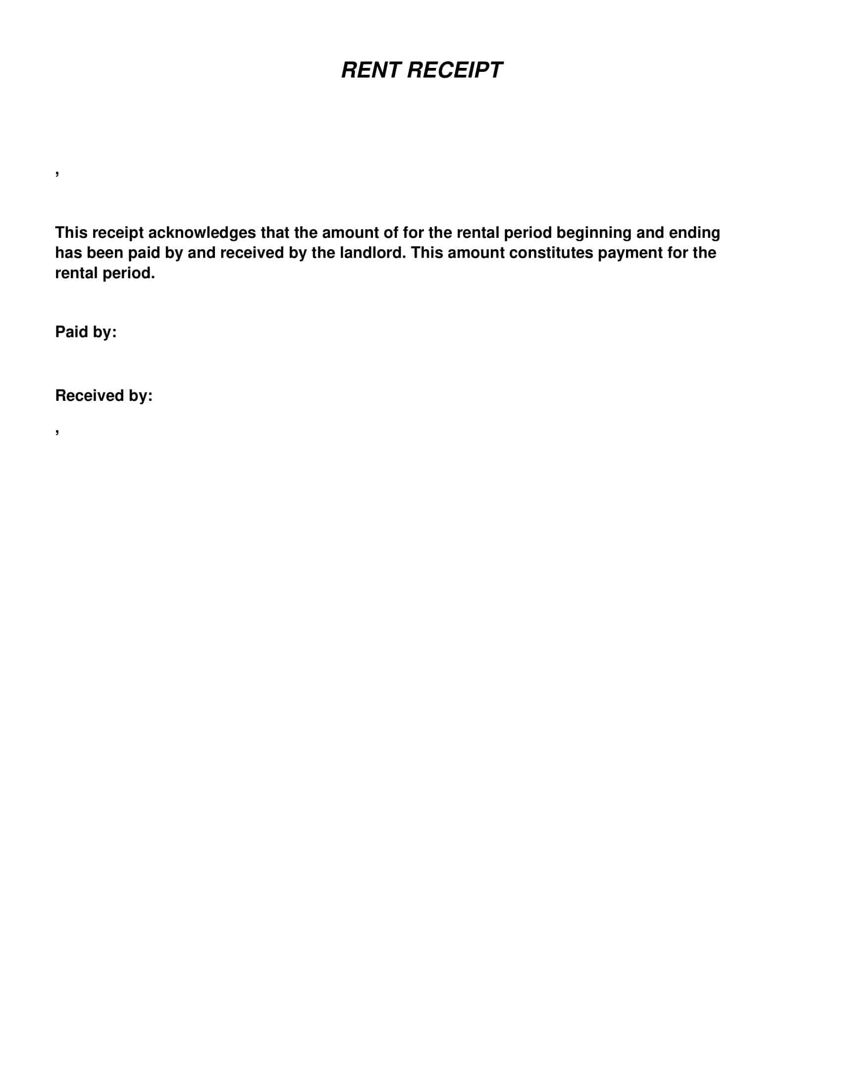 Simple Rent Receipt Example Simple Rent Receipt Example