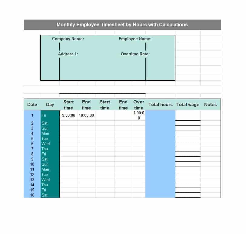Simple Timesheet Template Simple Timesheet Template