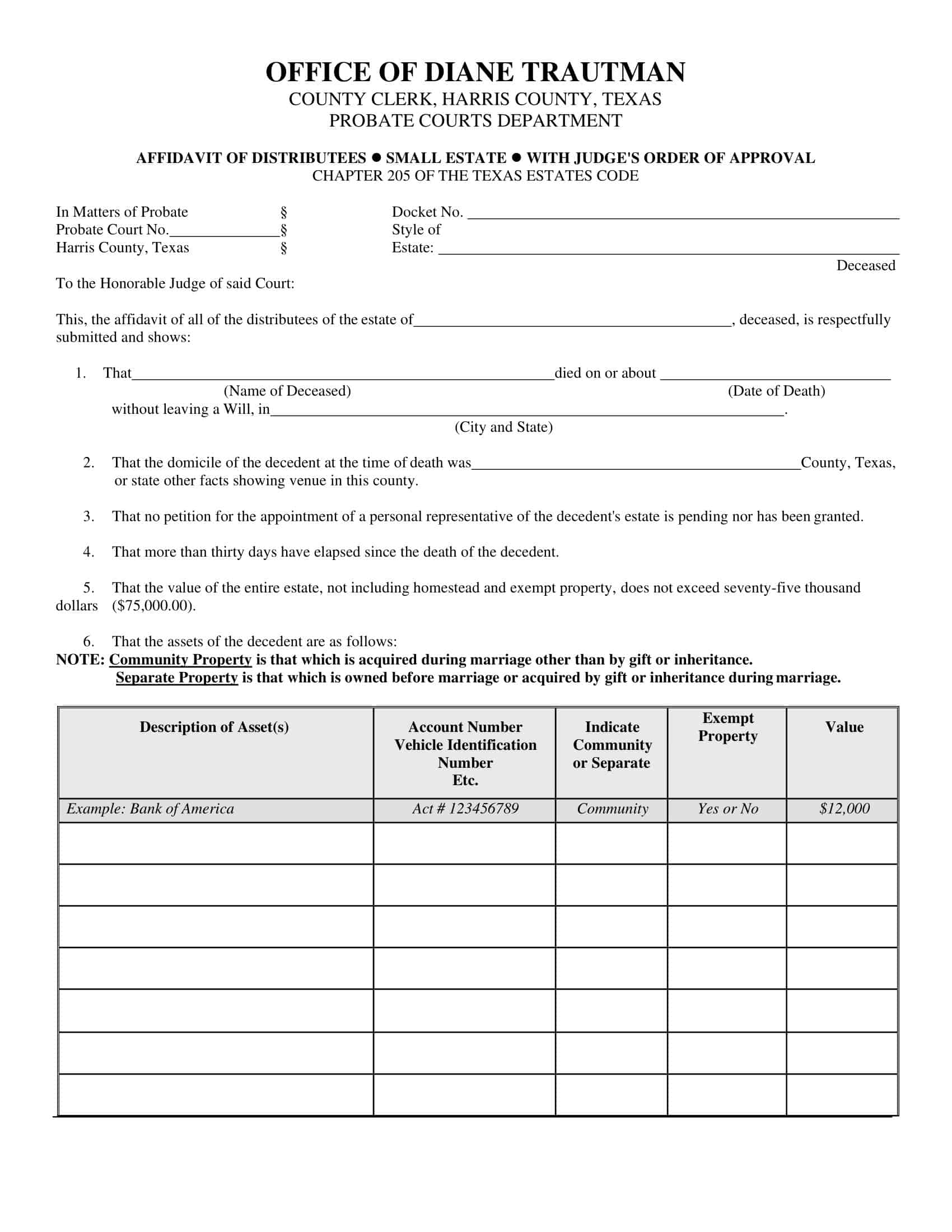 Small Estate Affidavit Fillable Form Sample Small Estate Affidavit Fillable Form Sample