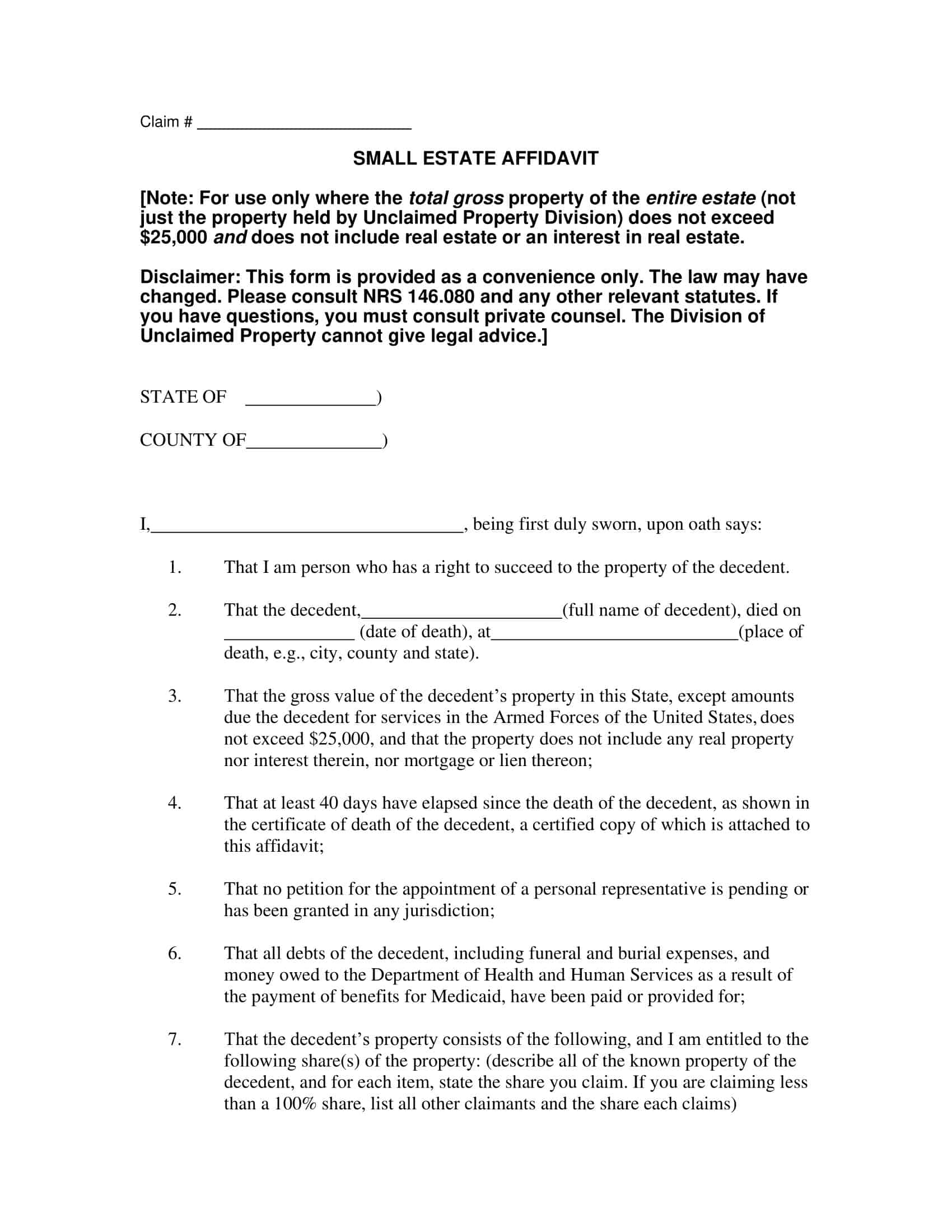 Small Estate Affidavit Free Download Small Estate Affidavit Free Download